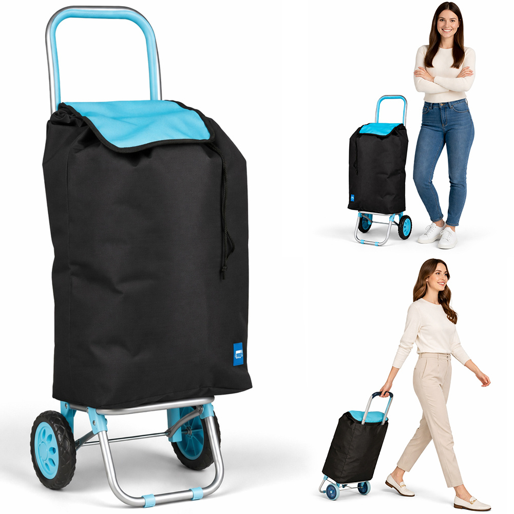 TEMU BAKAJI Carrello Trolley porta tutto POSEIDON con Vano Termico Alluminio Portaoggetti da 35 Litri, Carrellino Portaspesa Borsa Termica e Ruote