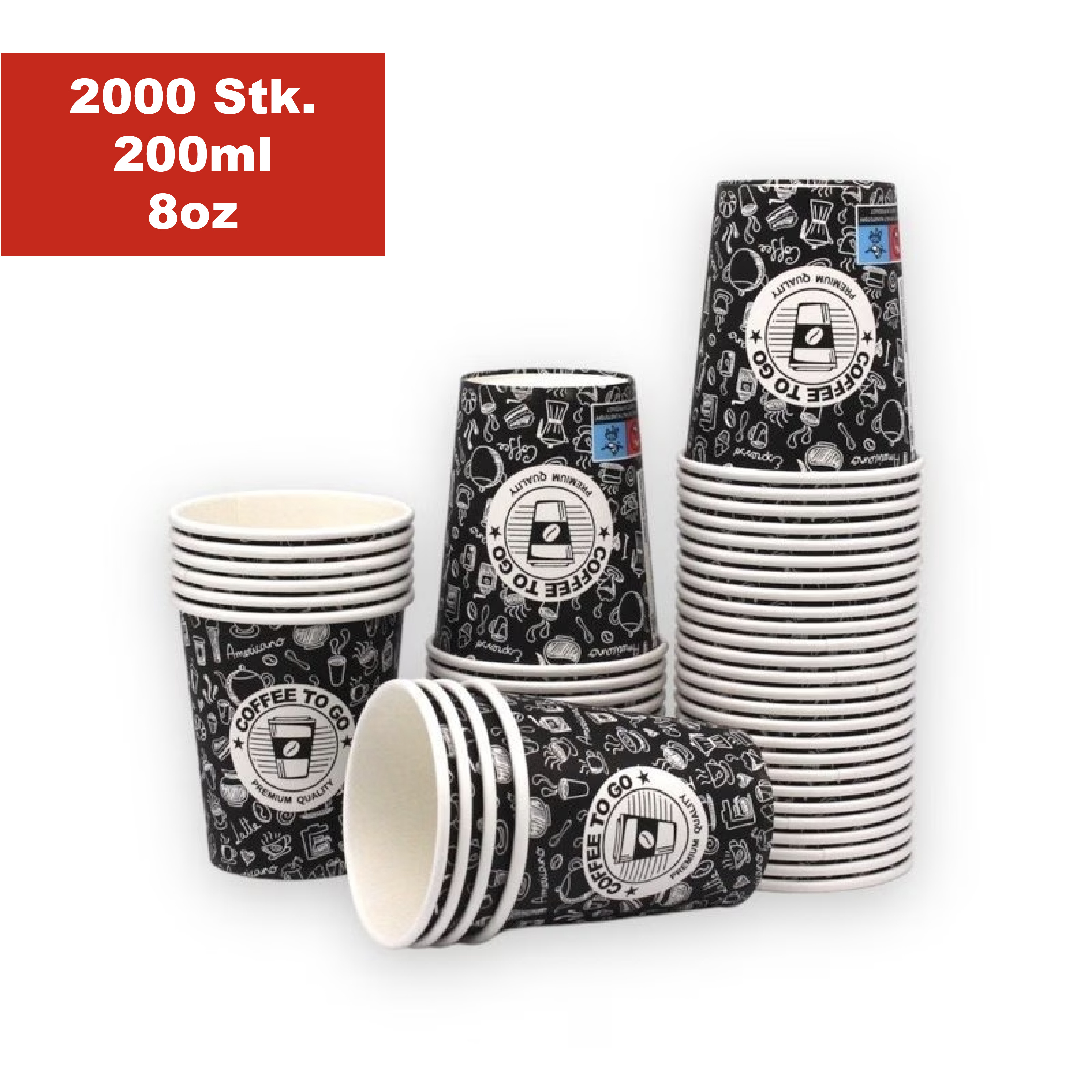 To Cups - Paper Cups 200ml Coffee Cups 0.2l 8oz Suitable For Hot And Cold Drinks Coffee Cups