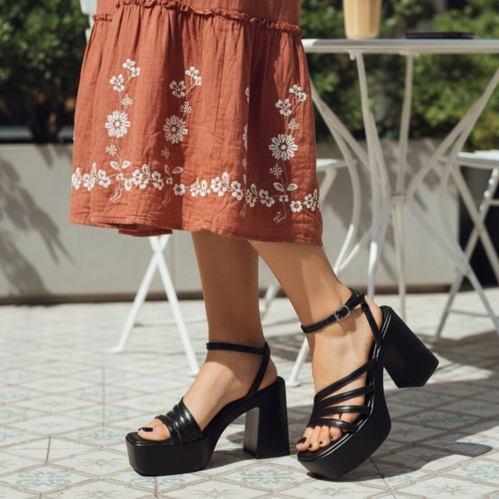 TEMU Women's Platform Sandals With Thick Heel, Versatile And Elegant Design, Comfortable And Durable For Parties, Vacations, And Special Occasions