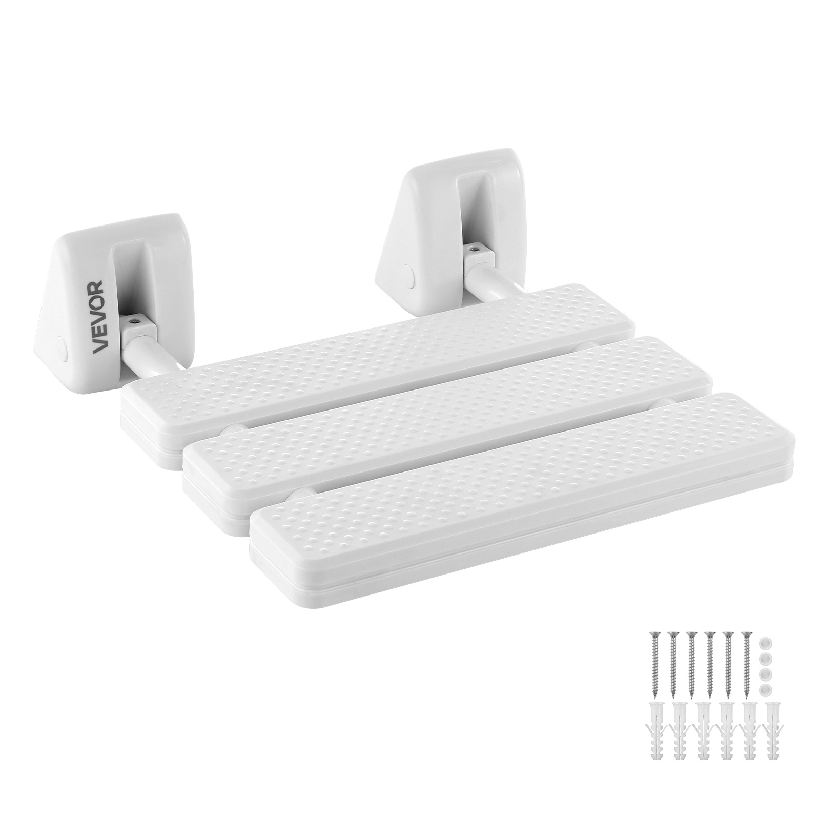 Vevor Foldable Shower Seat Wall Mounted, 317mm Folding Shower Bench, Pp Fold-down Bathroom Seat With Aluminum Alloy Frame For Adults Seniors, 100kg Loading