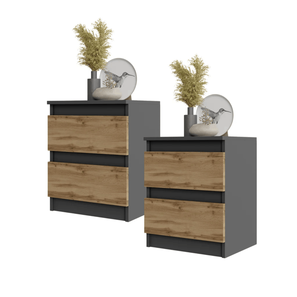 TEMU Nightstand - 2 Drawers, Set Of 2pcs.