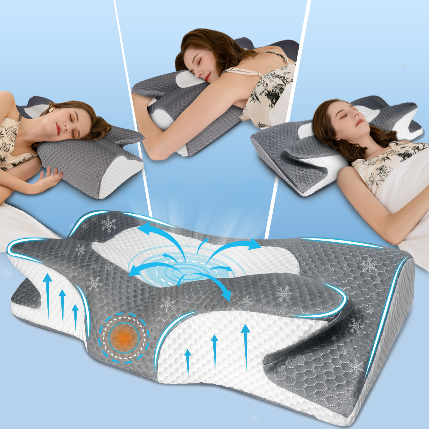 Image of Memory Foam Pillow - Ergonomic Shape, Breathable Cover, Washable, 2 , Suitable For All Sleeping (1pc)