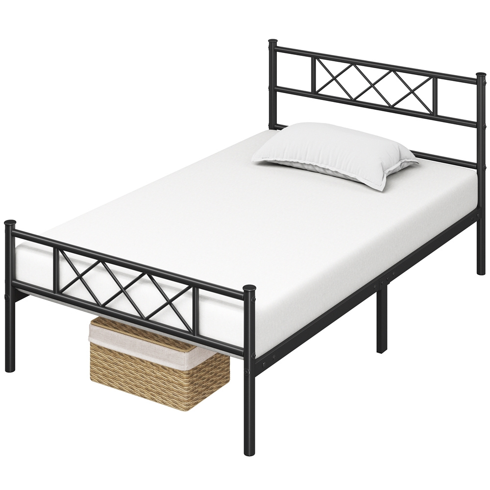 Image of Costoffs Metal Bed Frame With Slatted Base And Headboard, Guest Bed, Double/single Bed For Bedroom