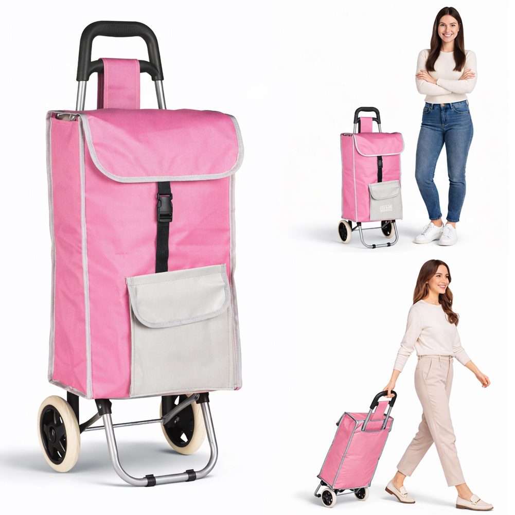 TEMU Bakaji Zeus All-purpose Shopping Trolley Cart With Thermal Compartment And External Storage Pocket, Insulated Grocery Bag Cart With Quiet,