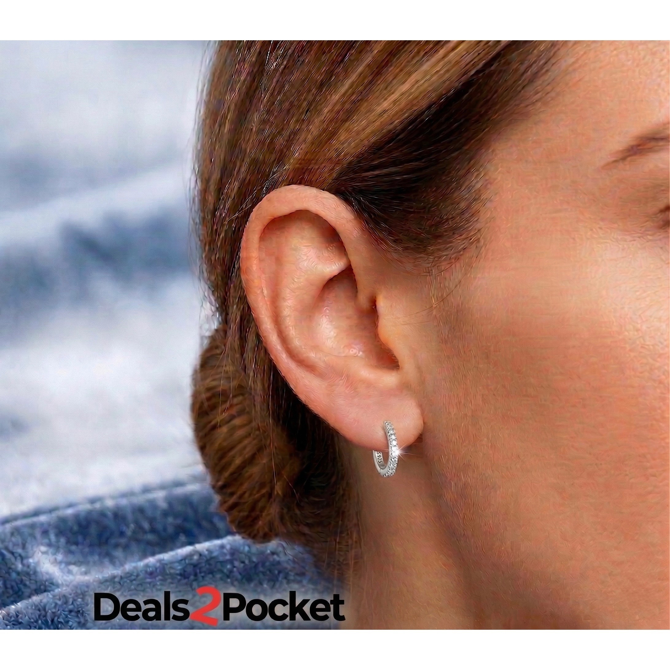 Women's S925 Sterling Silver Huggie Hoop Earrings with Zircon