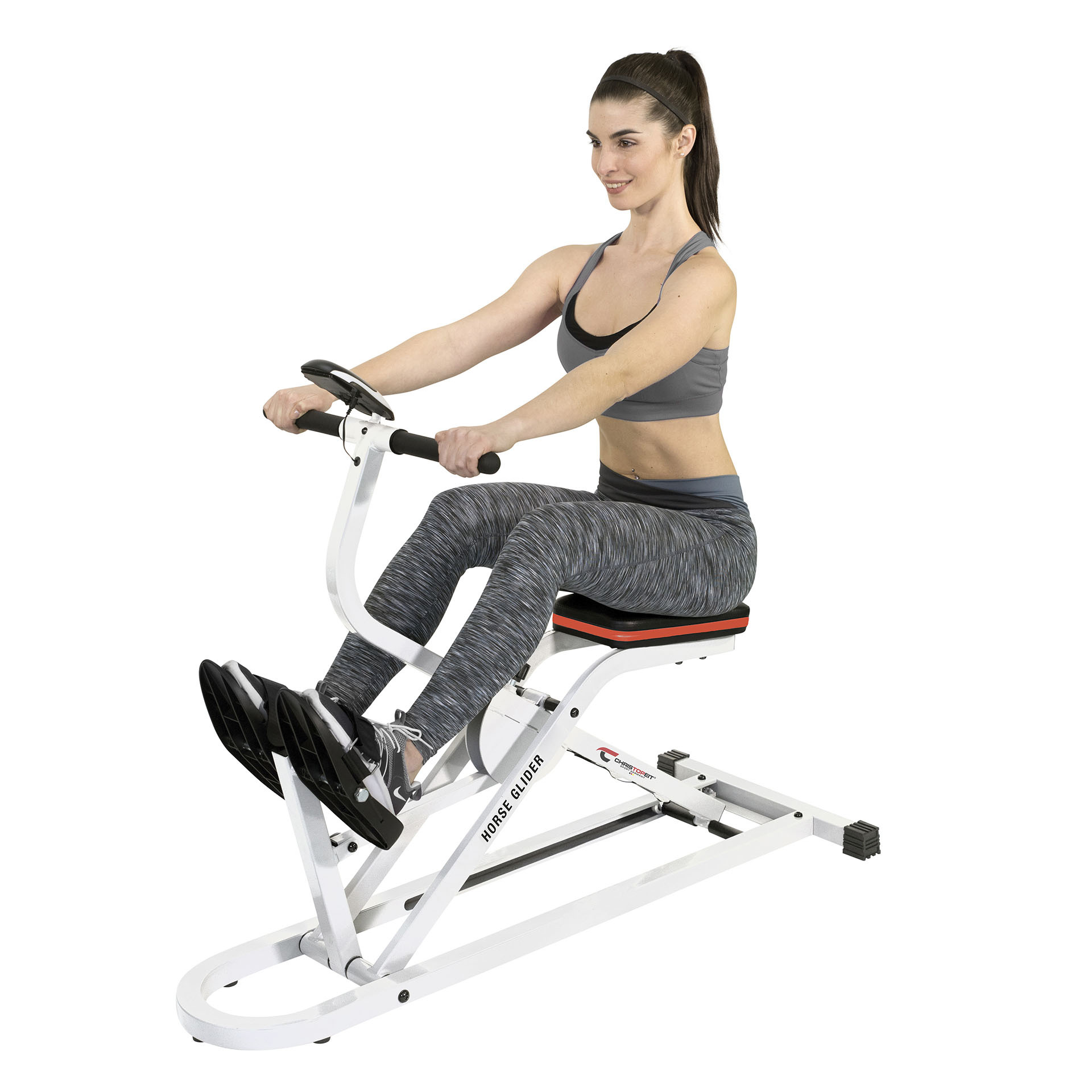 Christopeit Exercise Bike Horse Glider – Joint-friendly Full-body Trainer With 7-way Adjustable Handle, Padded Seat & Computer, Max. Load 120 Kg