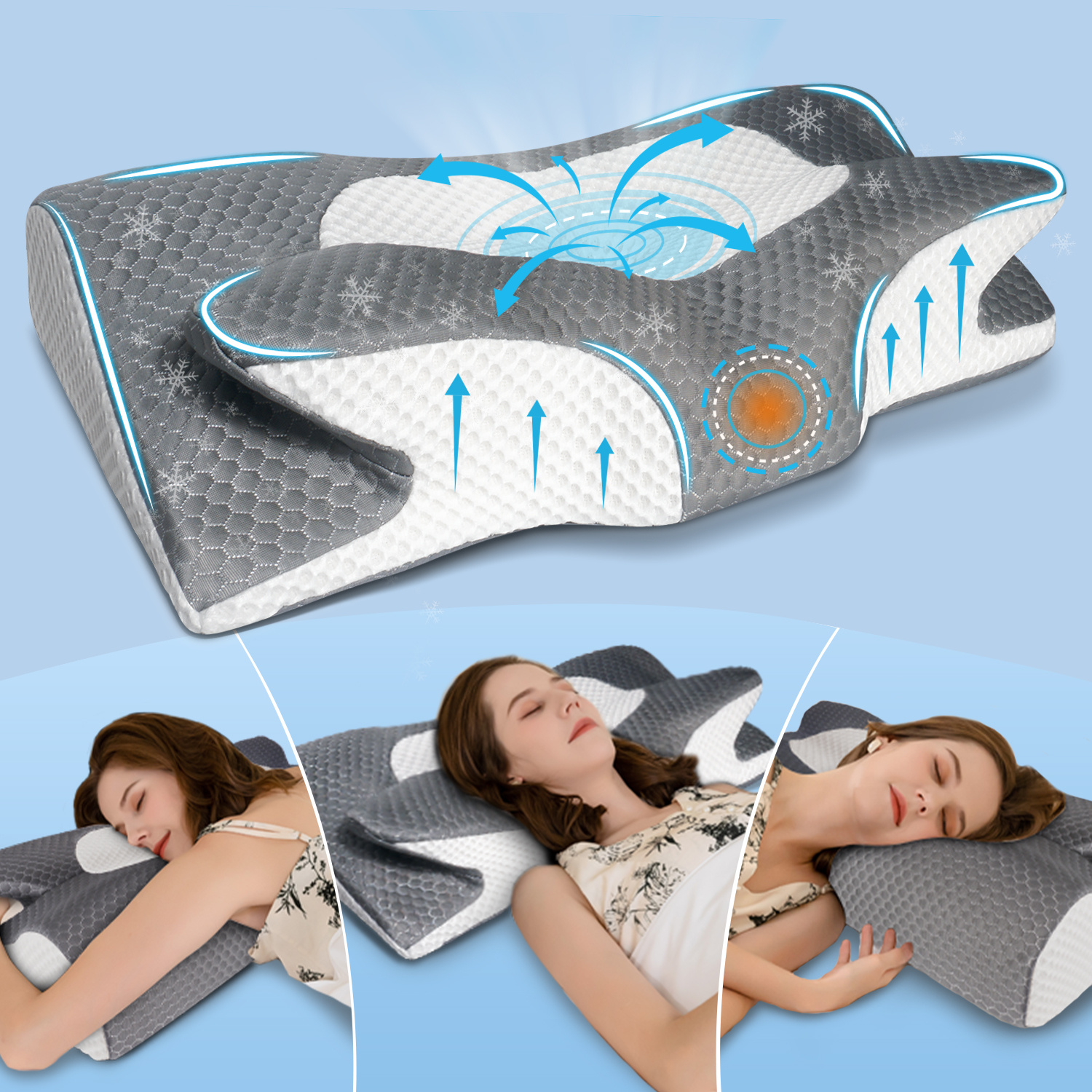 Memory Foam Pillow – Ergonomic Shape, Breathable Cover, Washable, Suitable For Sleeping (1 Piece)