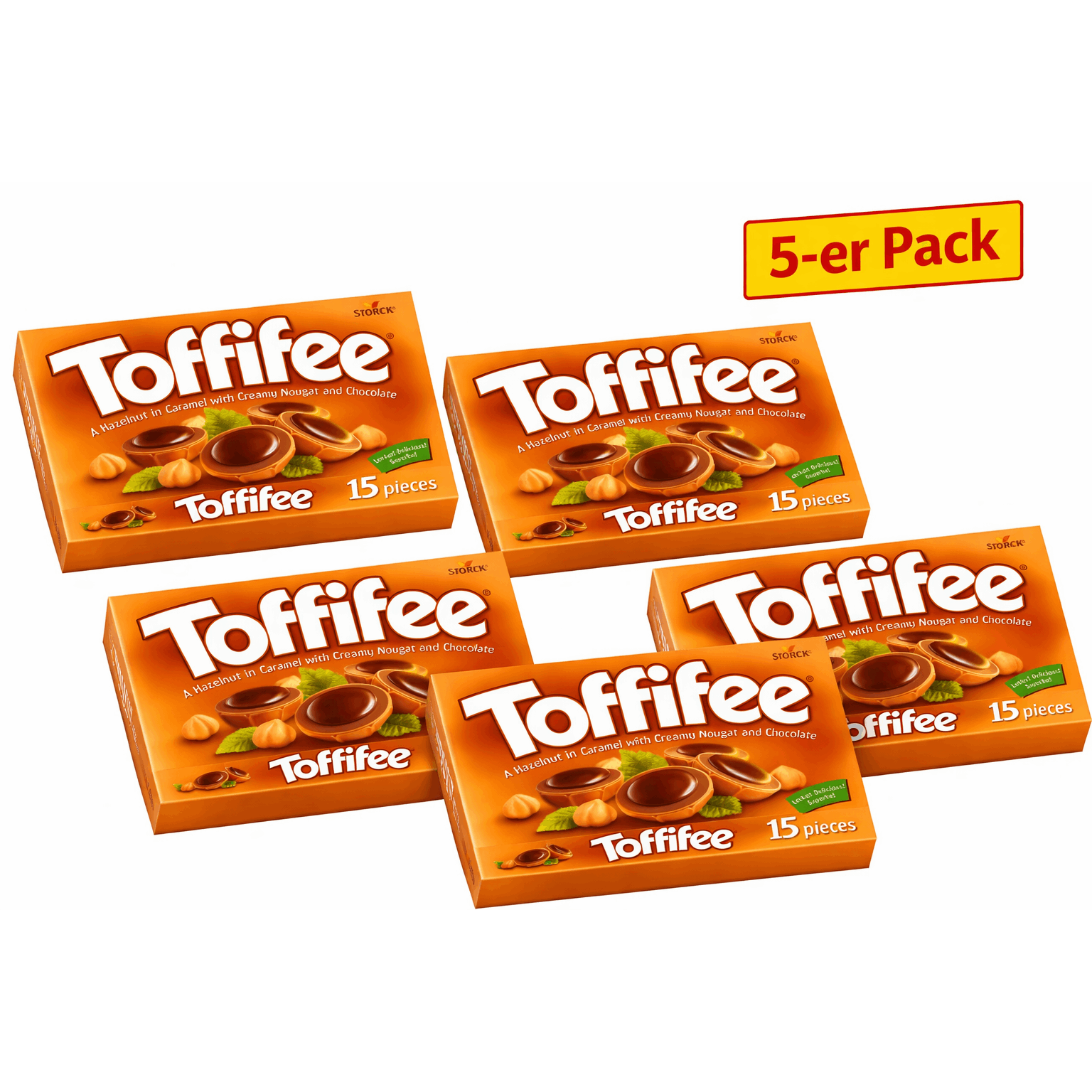 Image of Toffifee 5x Or 4x Packs, Hazelnut In Caramel, Nougat Cream And Chocolate, 625g