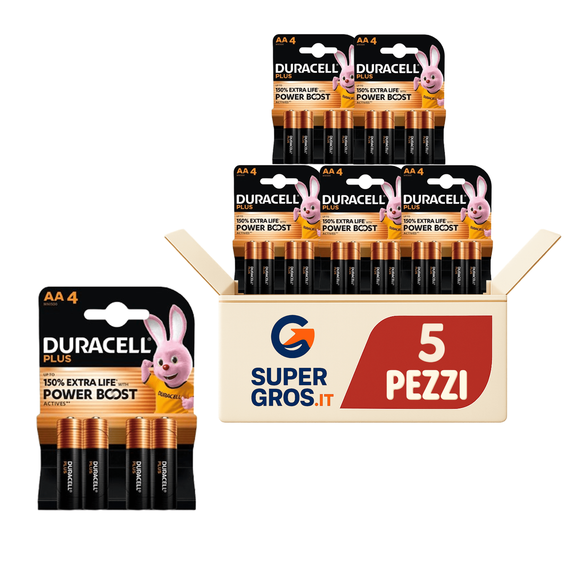 TEMU Confezione convenienza 20 Batterie AA Duracell Boost 1,5V Fino al 150% Extra Energia Potenziata