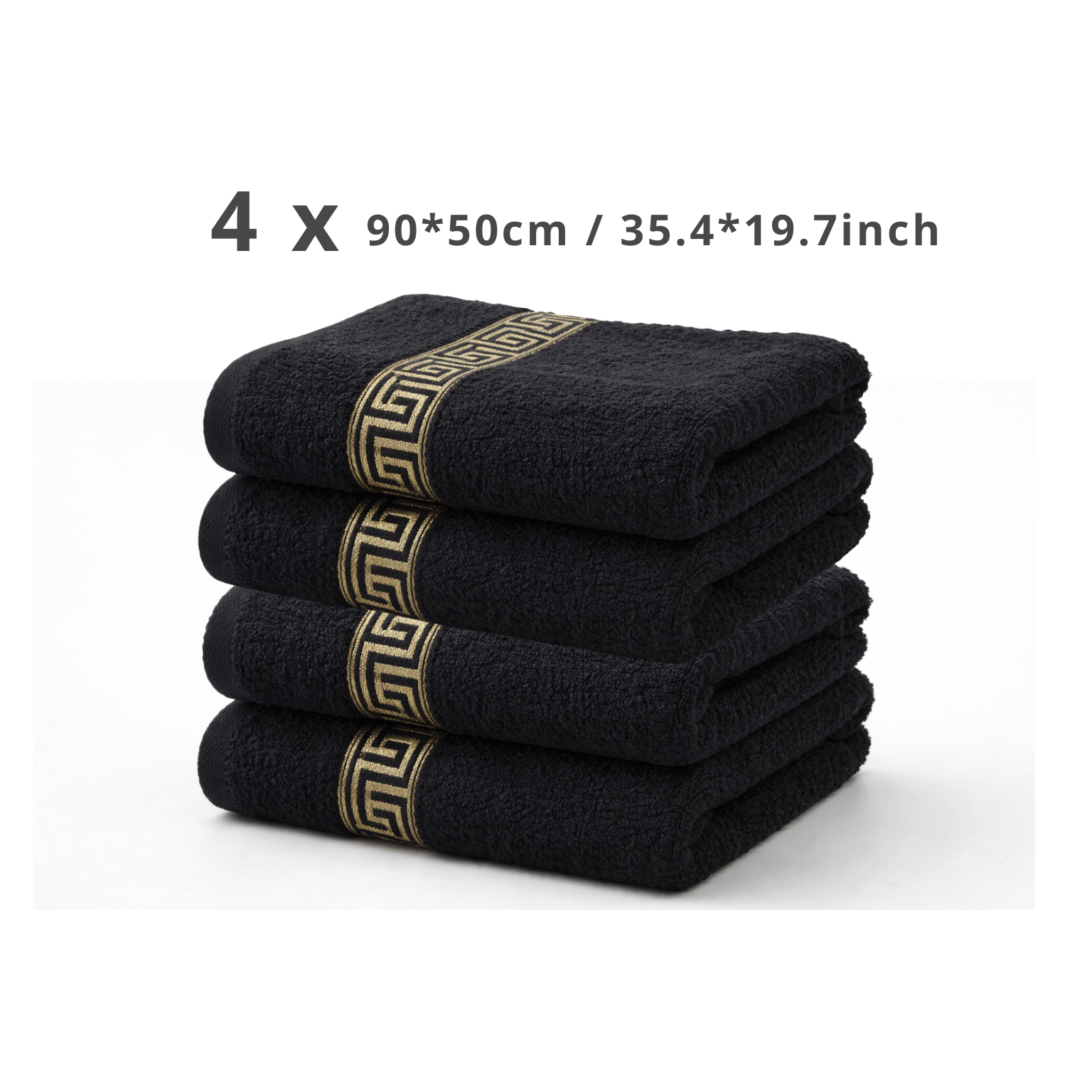Image of 4- Or Bath Towel, 100% Cotton Towel 50x90 Cm / 130x70 In, Decorative Embroidery – Beautifully Embroidered, Comfortable Feel, Absorbent, Perfect For Couples And Families, Solid Color Bathroom Towels