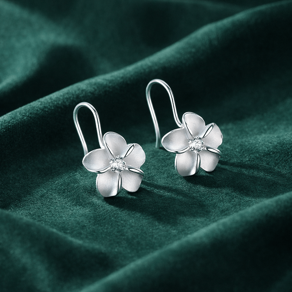 Image of 925 Silver-plated Flower Earrings For Women, Elegant Drop Earrings, , Light & Everyday Wear, Fashion Jewelry Gift