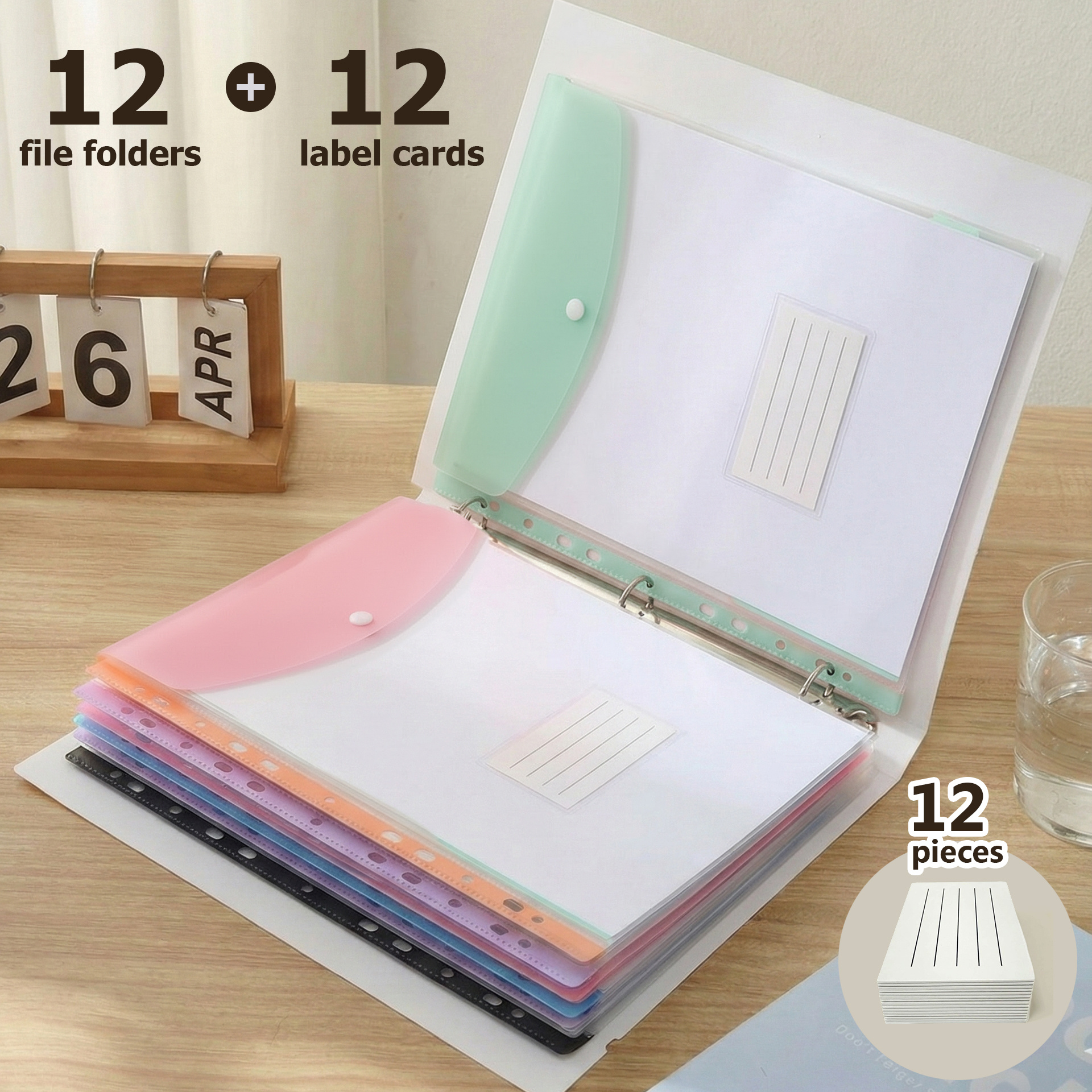 12 pack a4 2cm widen expanding folders with button 11 ring binder pockets   cards heavy duty pp plastic file organizers with locking mechanism vibrant colors durable a4 binder organizers for   and  