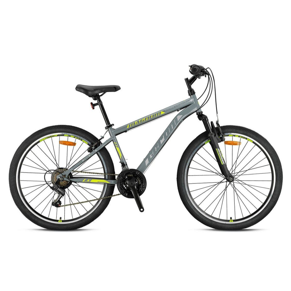 Image of 24-inch Mountain Bike For Kids, Boys And Girls, Mtb Bicycle With Suspension Fork, Side Stand, 21-speed, Magnum Gray 26-067