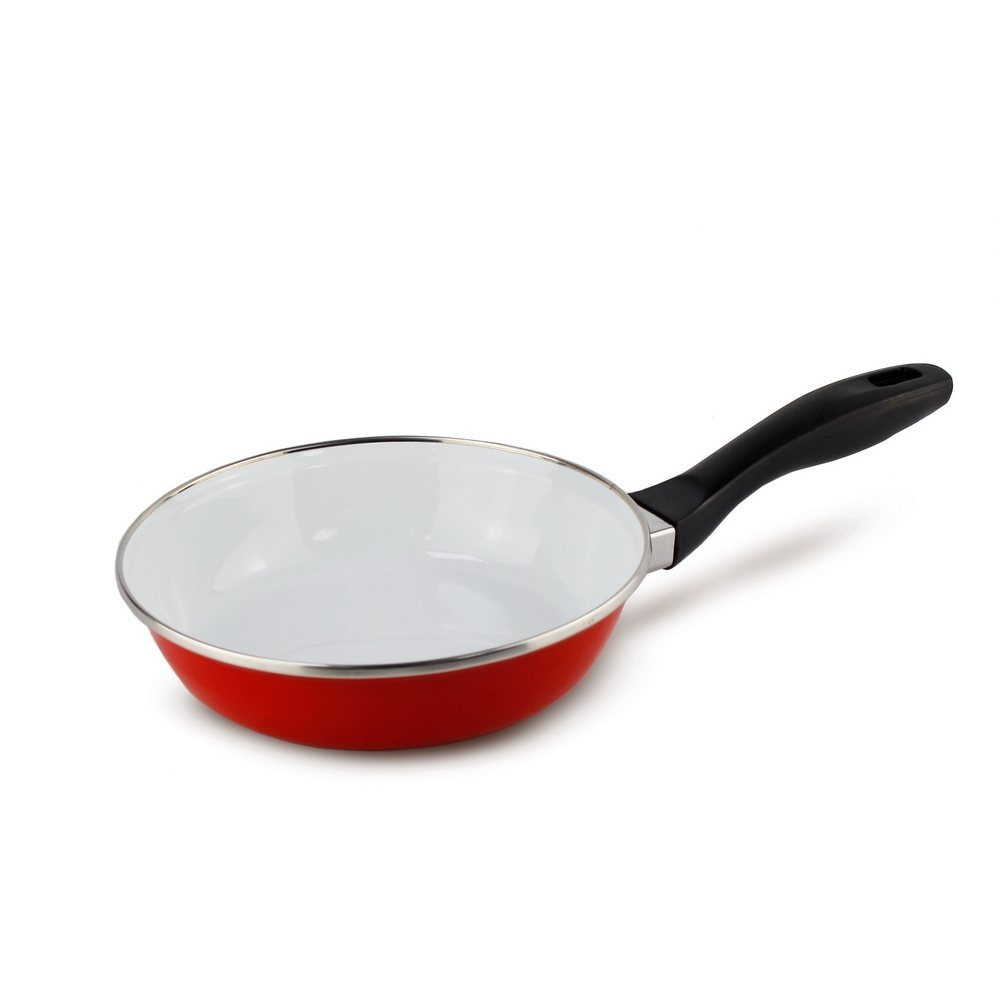Image of Schäfer 24 Cm Enamel-coated Frying Pan | Hanging Loop For Space- Storage | Induction Compatible | Heat-resistant Handle | Induction Pan, Induction Frying Pan, Long Handle Frying Pan