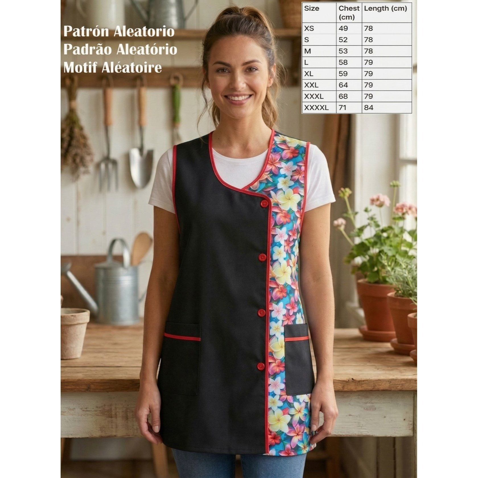 Apron With Random Pattern Print, Comfortable And Durable