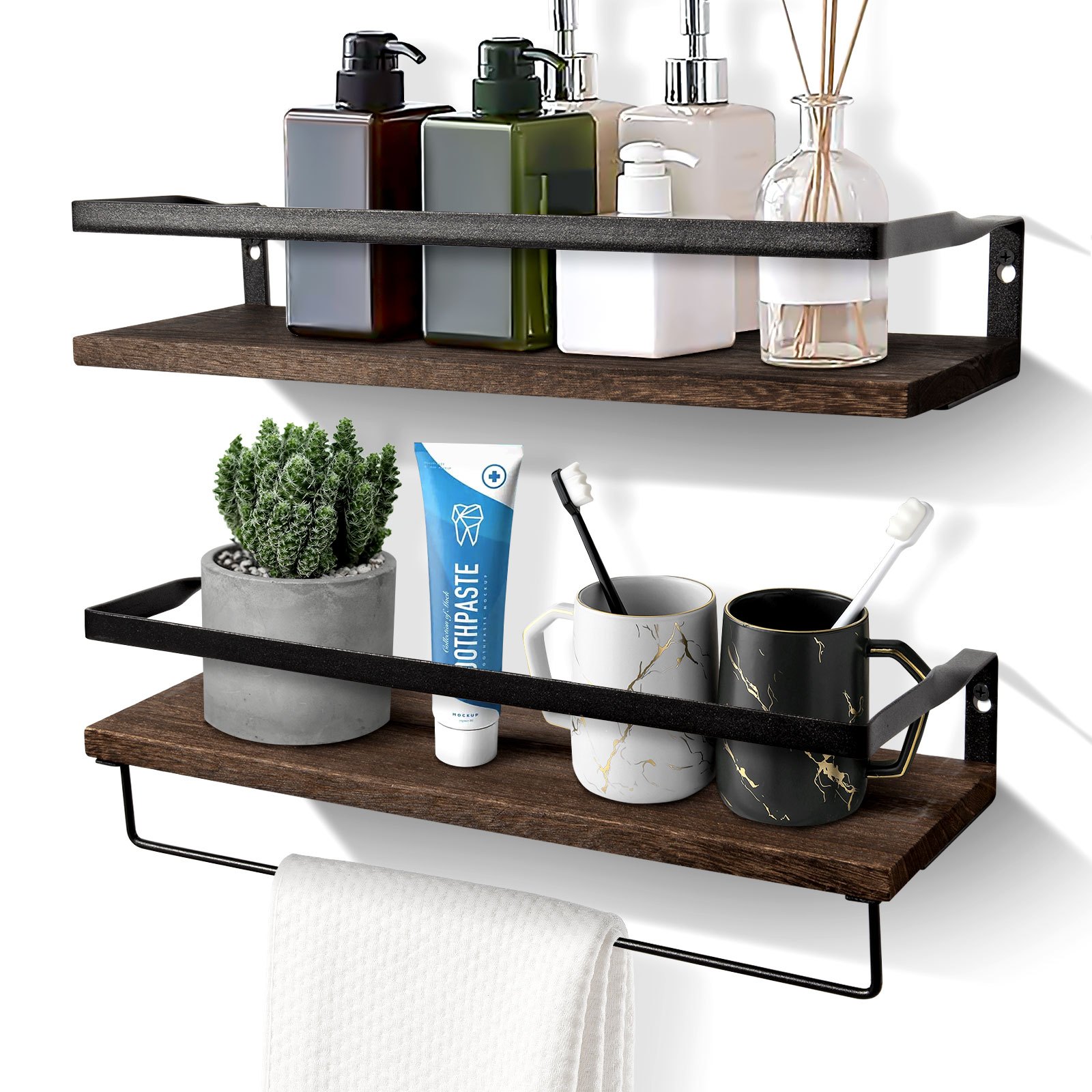 2-piece Multifunctional Floating Wall Shelf, Household Organizer