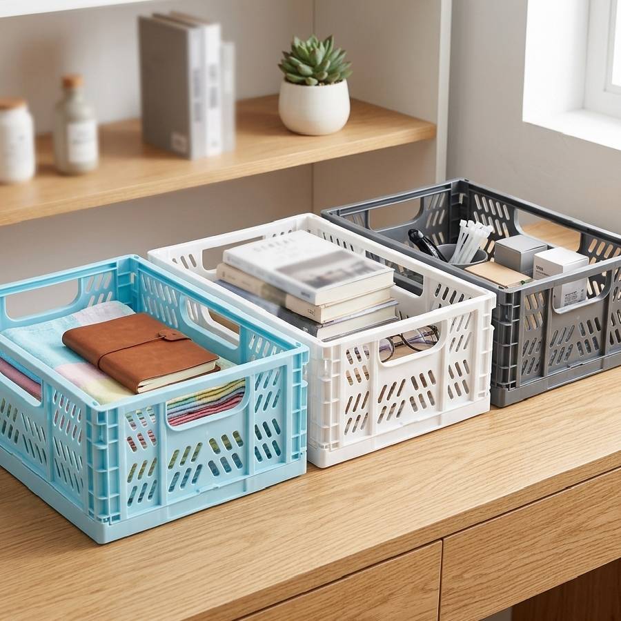TEMU Cestas de almacenamiento de plástico apilables, cajas de almacenamiento pequeñas adecuadas para el hogar, , la cocina y la organización de