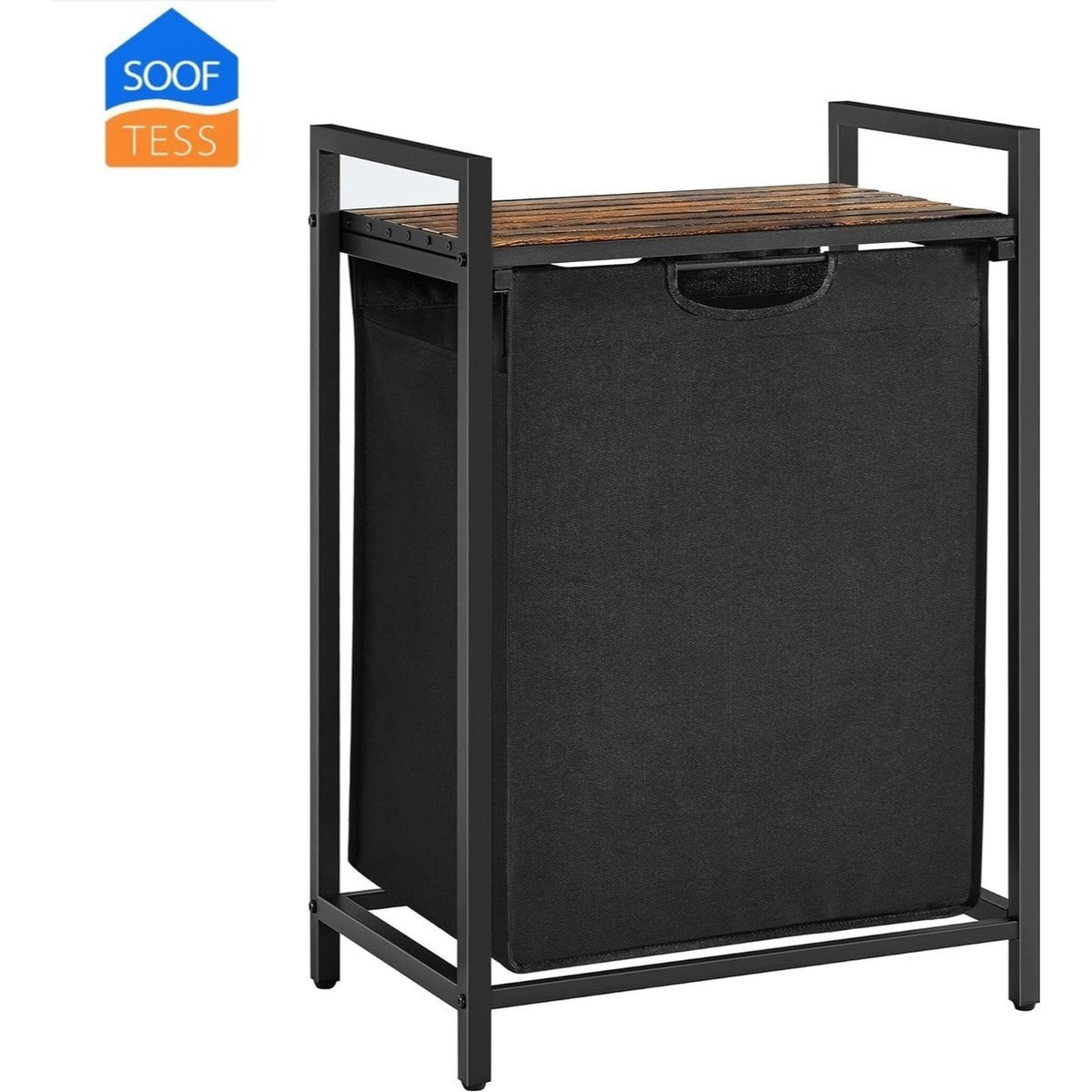 Wassorteerder - 65L - Metaal - vintage en Zwart -Wasmanden - Wassorteerder met Plank - 50 x 33 x 72 cm