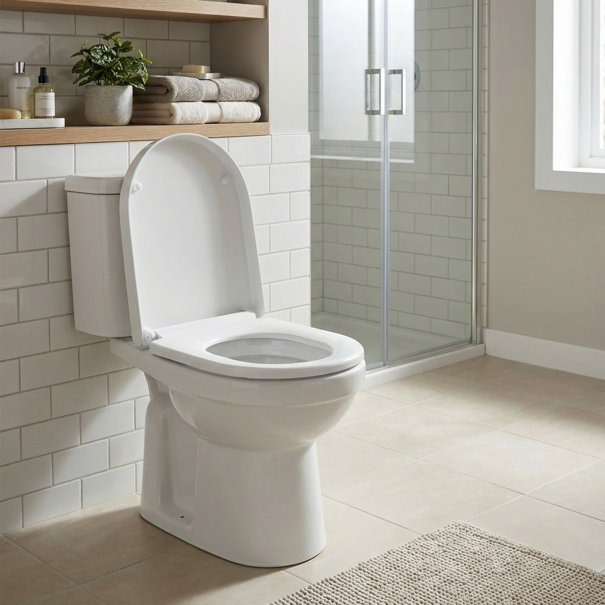 TEMU Abattant de Toilette Clipsable, D , WC Universel avec Poignée, Frein de Chute, Plastique, Blanc