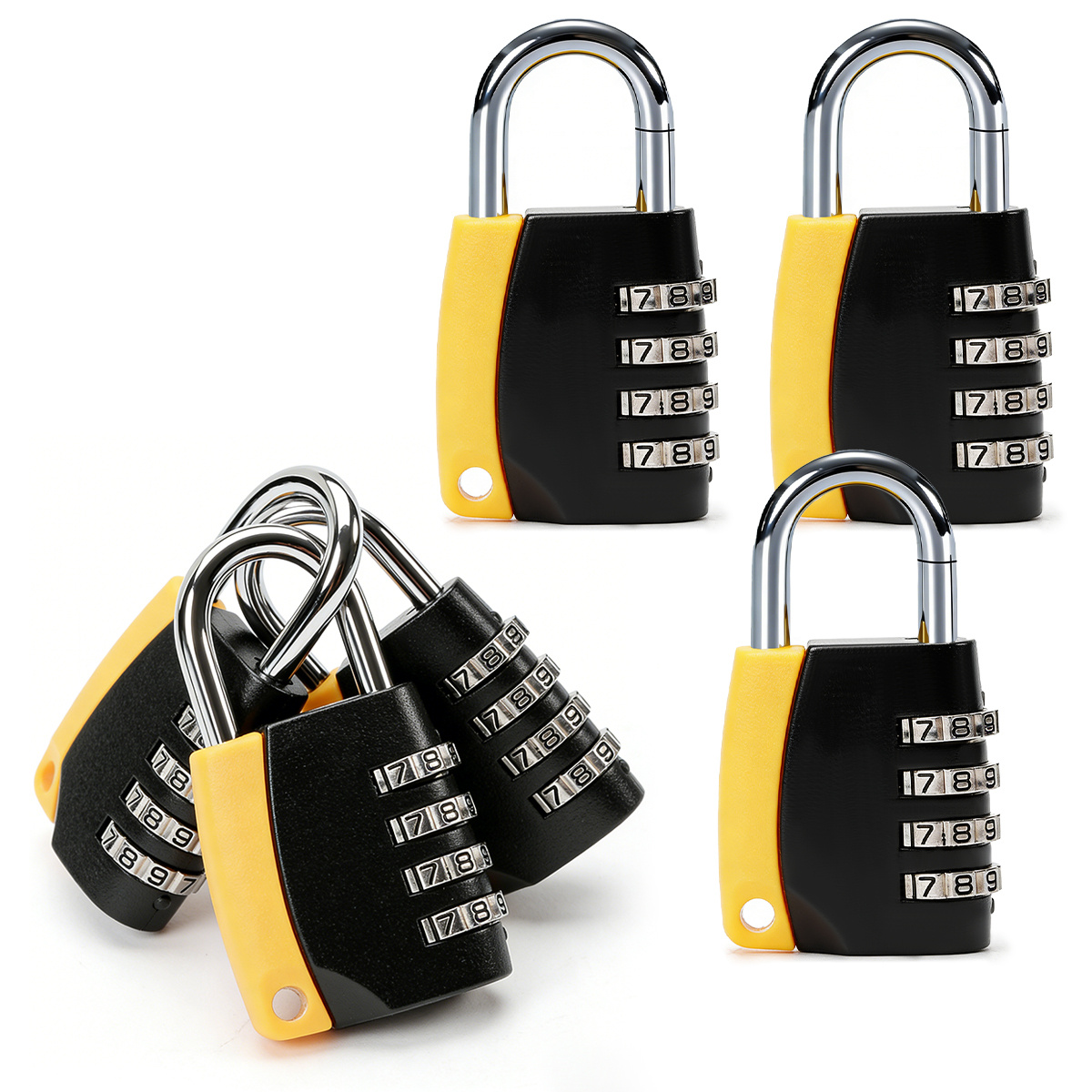 Set Of 3,44/80 Combination Locks — 4.4cm Wide, 8cm High — Ideal For Luggage & Lockers — Supports Independent Code Setting