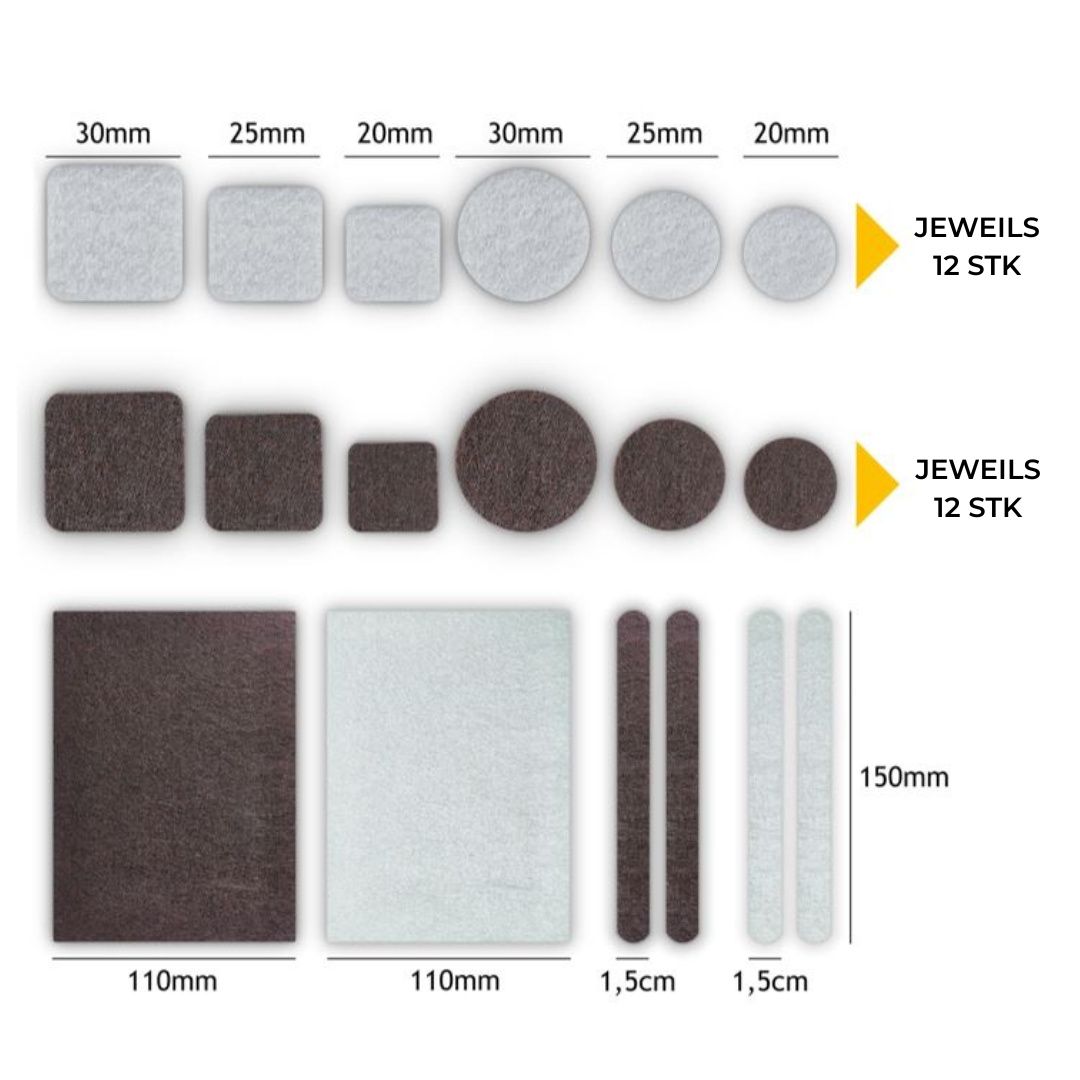 ® Felt Furniture Sliders Set, 150 Pieces, Brown And White, Assorted Shapes