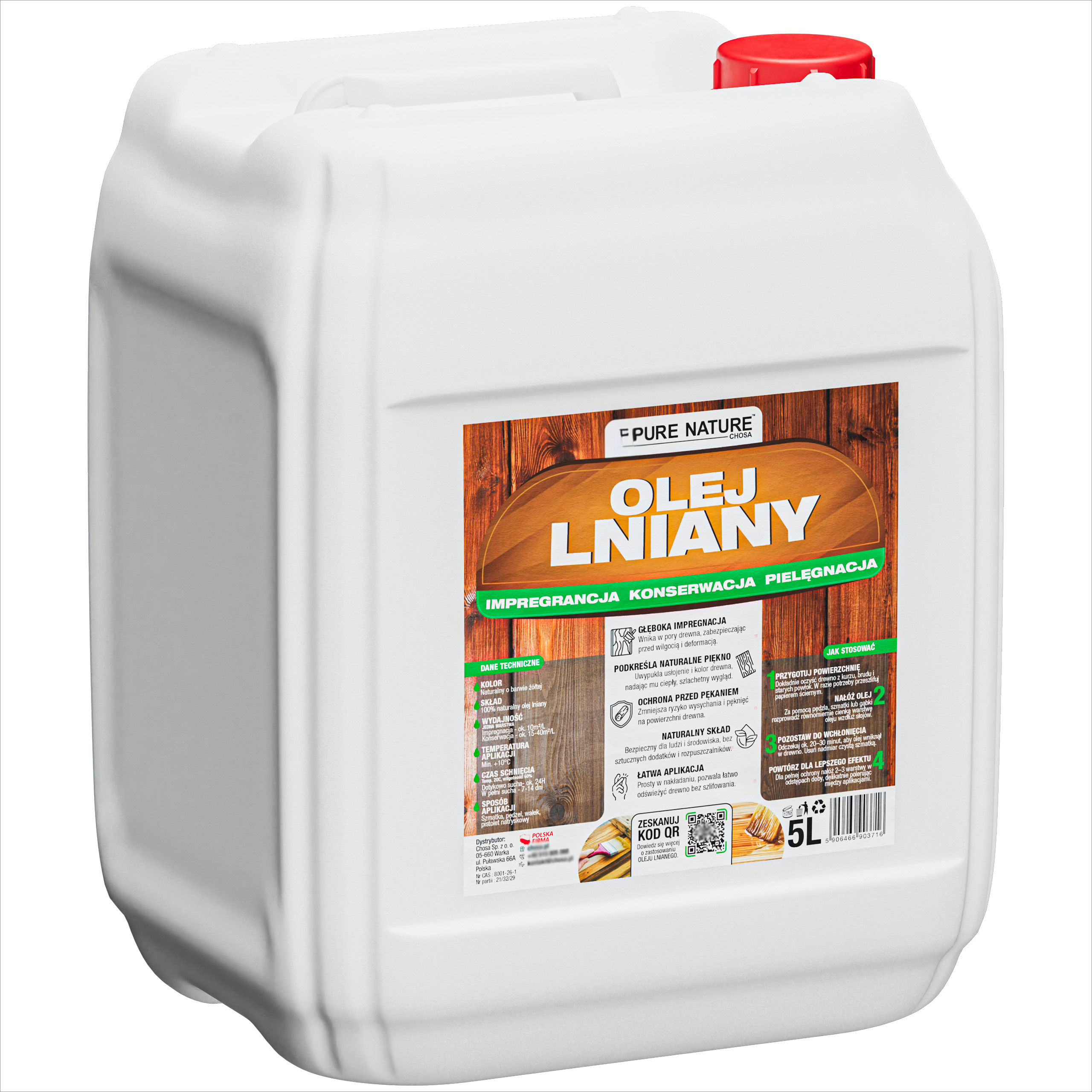 E-shop Leinöl für Holz 5L | Holzimpregnierung und Schutz | Natürliches Öl für Möbel und Terrassen | Reine Natur