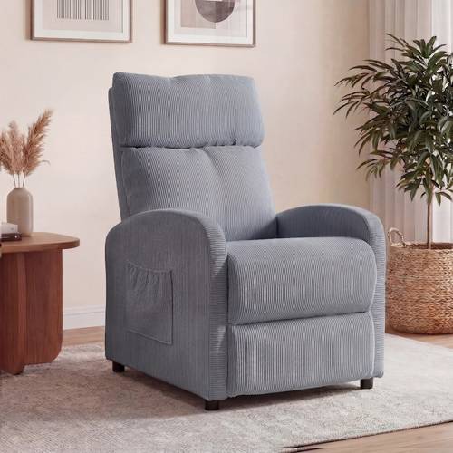 fauteuil relaxation tv inclinable avec fonction -pieds, canapé inclinable simple, fauteuil rembourré en lin, fauteuil inclinable simple pour salon & chambre à coucher, beige/