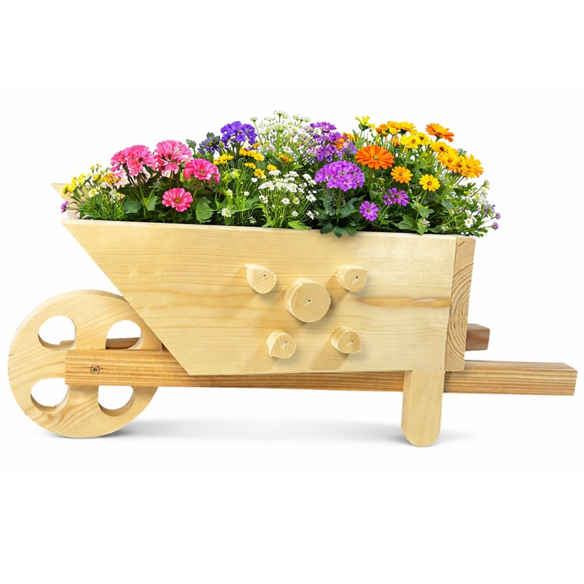 Image of Wooden Flower Pot In Decorative Wagon Design, Stylish Plant Decoration For Home And Garden, Perfect Gift For Plant Lovers.