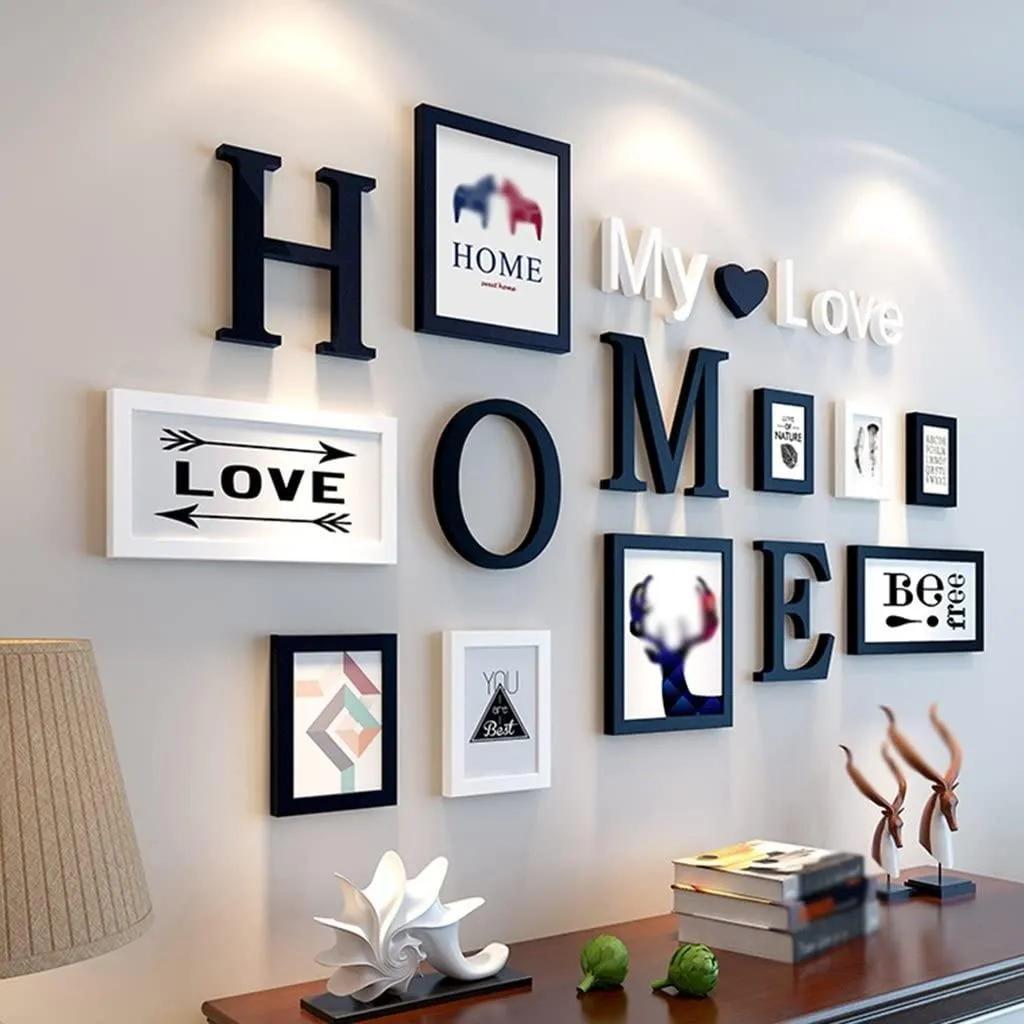 TEMU 9 Frames And Decorative Letters Photo Wall, Living Room Photo Wall, Decorative Picture Frame Picture Frame Collage, Nordic Modern Simple Bedroom