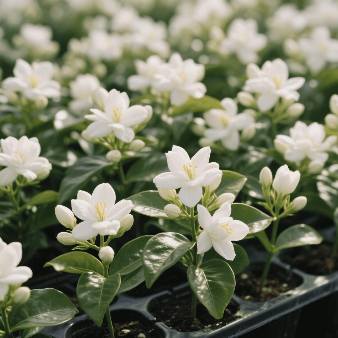 E-shop 50 Stück Jasmin Gartenblumen Duftsorten Anpassungsfähig, Schnell wachsend, Wartungsarm Zieht Schmetterlingsbestäuber an Kann in Gärten,