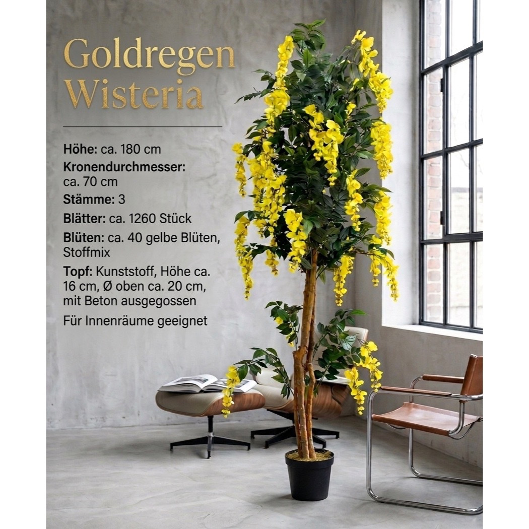180 Cm Artificial Wisteria Tree, Realistic Look, Decorative Plant