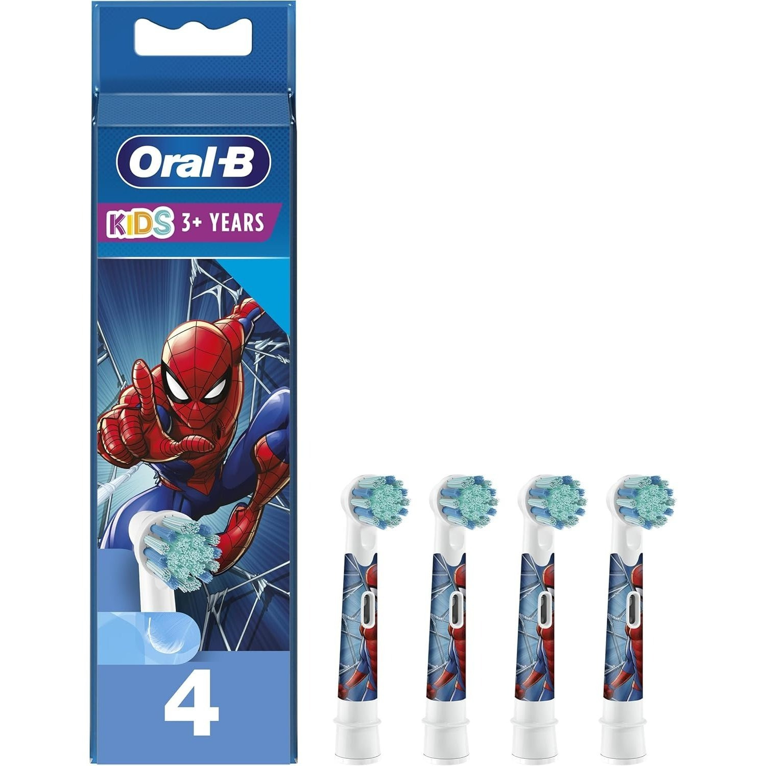 Oral-b Eb10s-4 Spiderman Toothbrush Heads For Kids, Multicolored, 4-pack, Delivery From Germany 2 Working Days