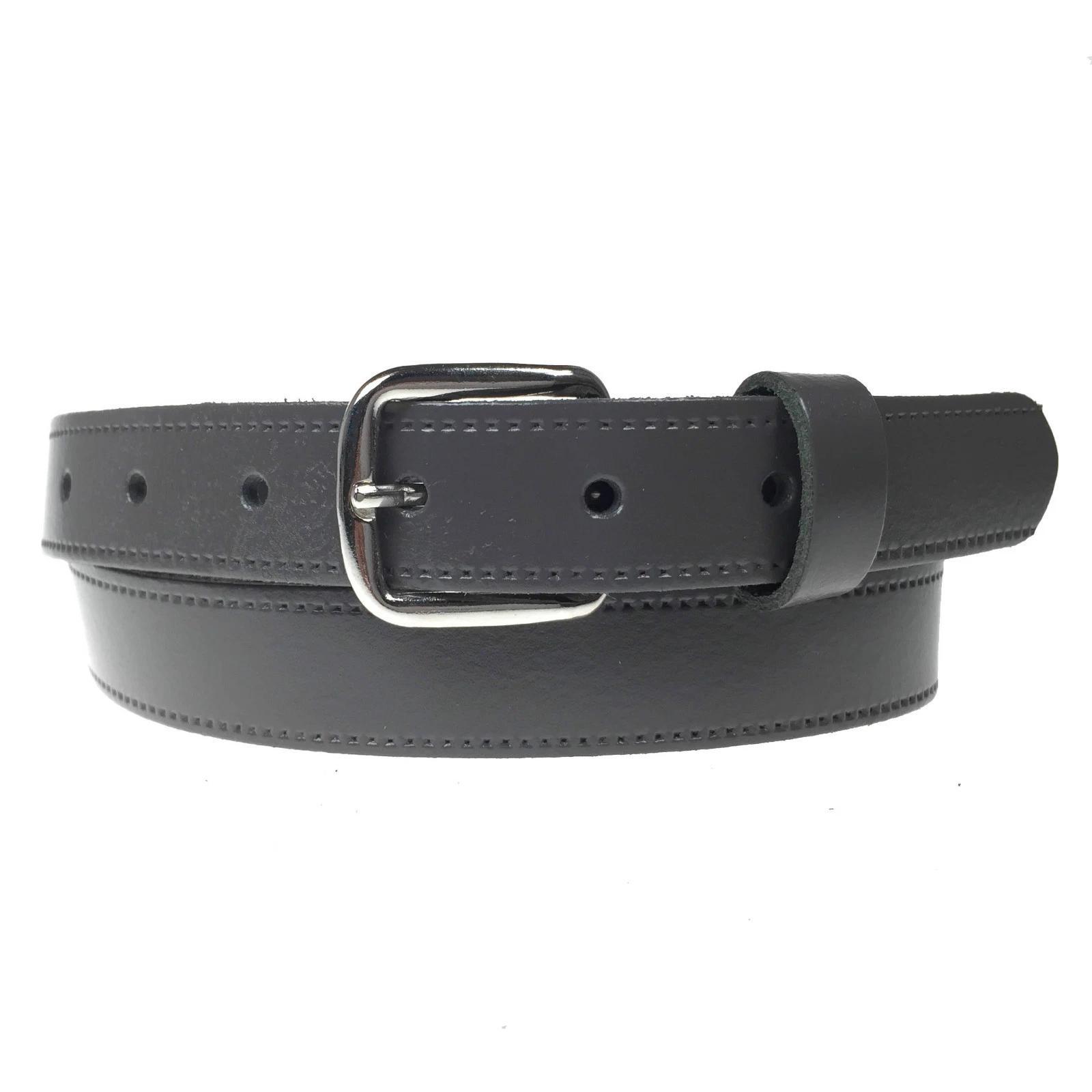 Genuine Leather Jeans Belt for Men and Women, Silver Buckle