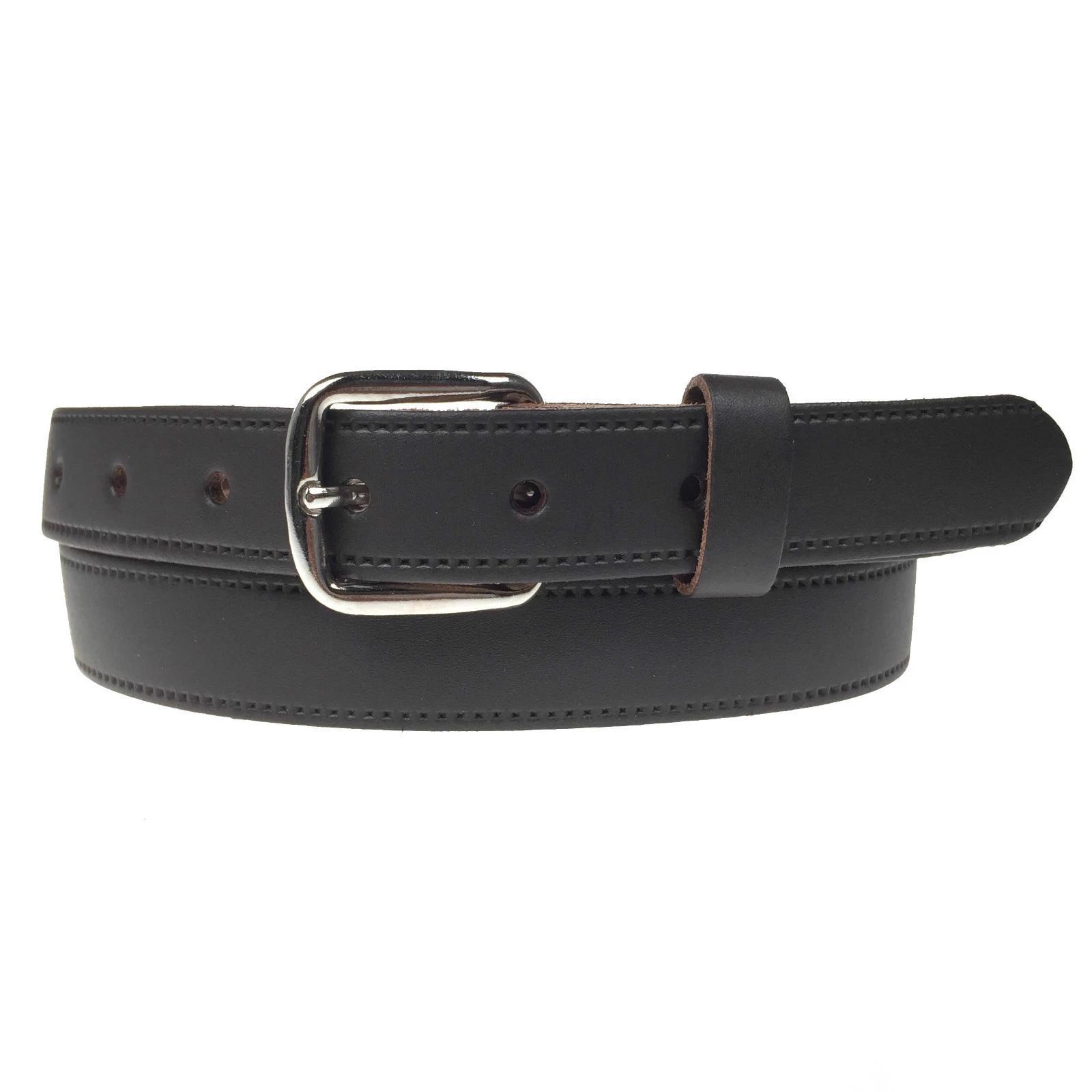 Genuine Leather Jeans Belt for Men and Women, Silver Buckle