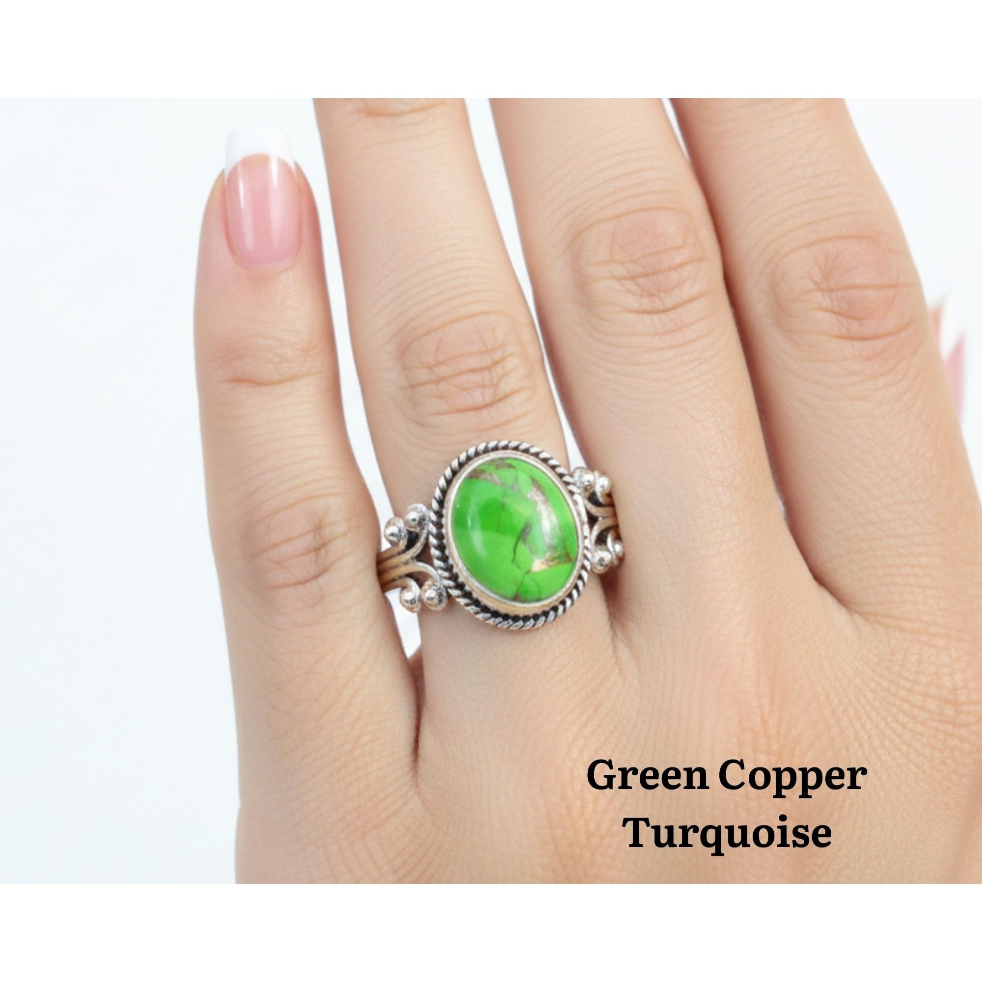 Women's 925 Sterling Silver Gemstone Boho Oval Ring