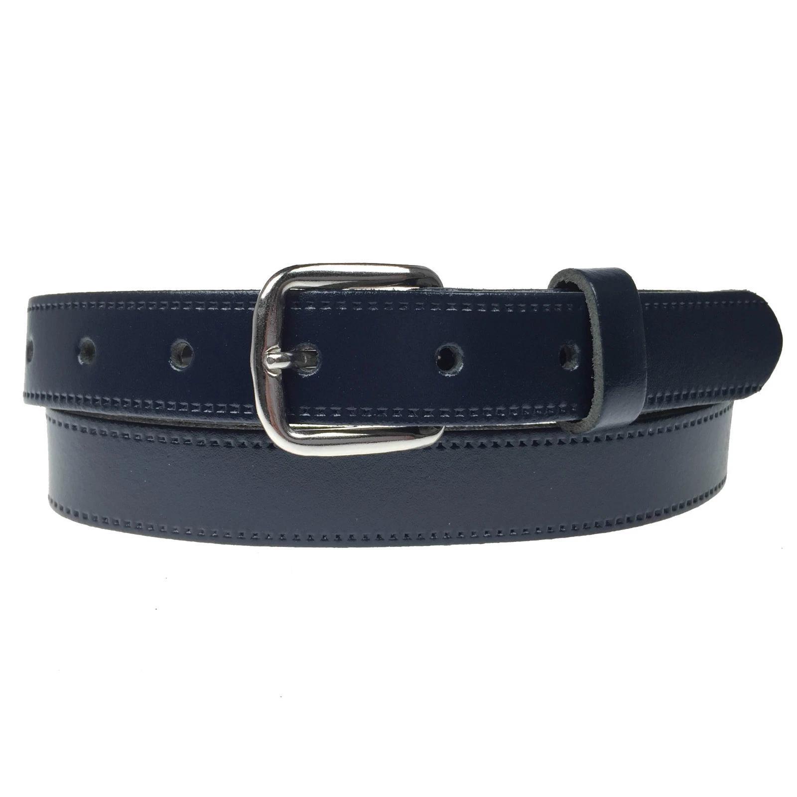 Genuine Leather Jeans Belt for Men and Women, Silver Buckle