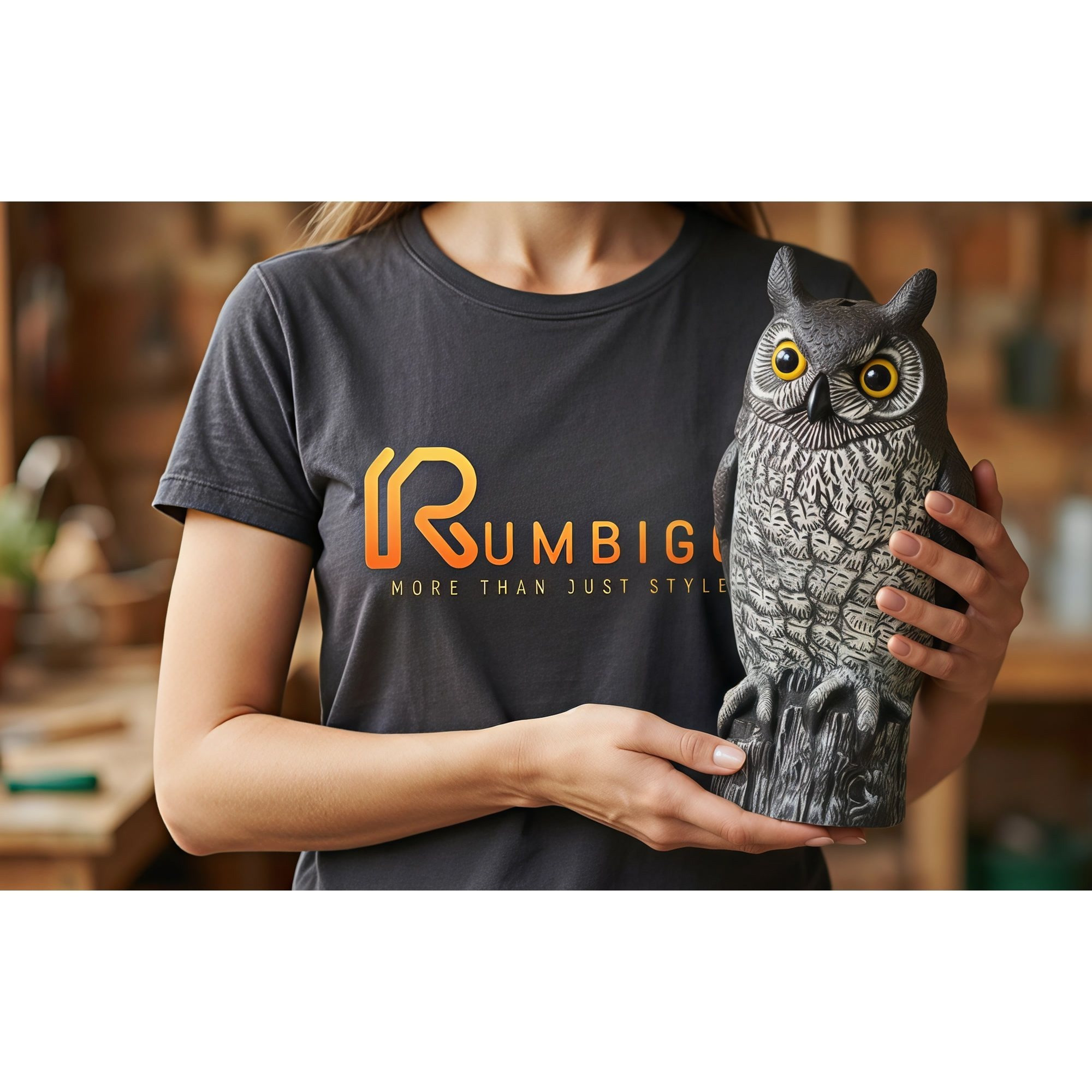 Image of Garden Owl Figure Realistic Bird Repellent - Owl Figure With Ears Rumbigo