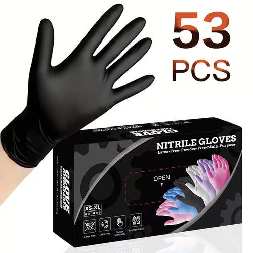 53 103pcs black composite nitrile gloves disposable cleaning gloves suitable for kitchen use dishwashing and household cleaning latex free for indoor and outdoor use kitchen cleaning gloves