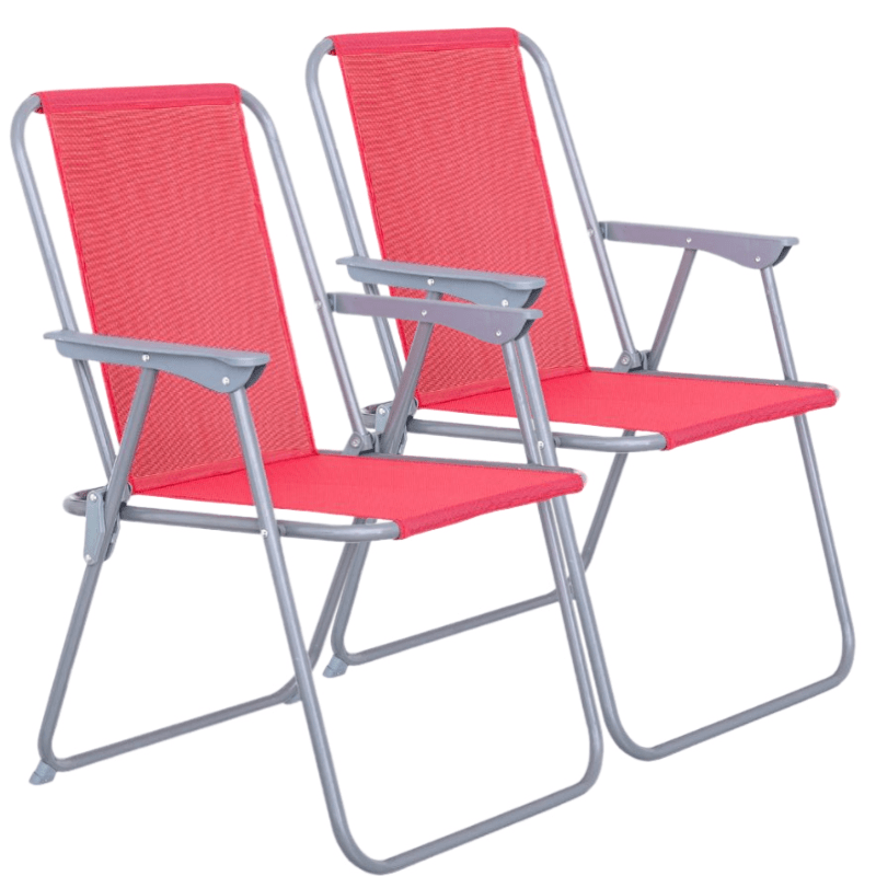 TEMU de 2 Sillas Plegables Fijas – Hierro y Textileno | 53 x 46 x 75 cm - Se envía en color aleatorio - Estructura de acero con recubrimiento de