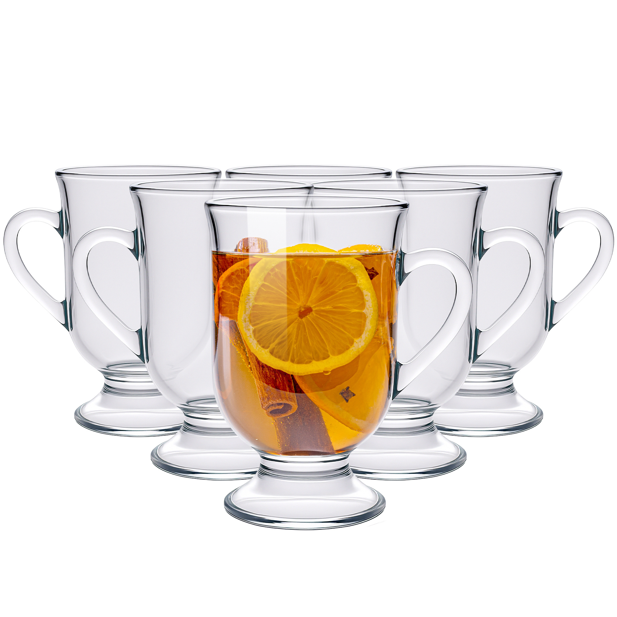 Image of 6-piece Coffee Mug Set – 420 Ml Mulled Wine Mugs With Handles, Made Of Glass, Ideal For Coffee, Tea & Hot Drinks, Heat-resistant & Dishwasher-safe