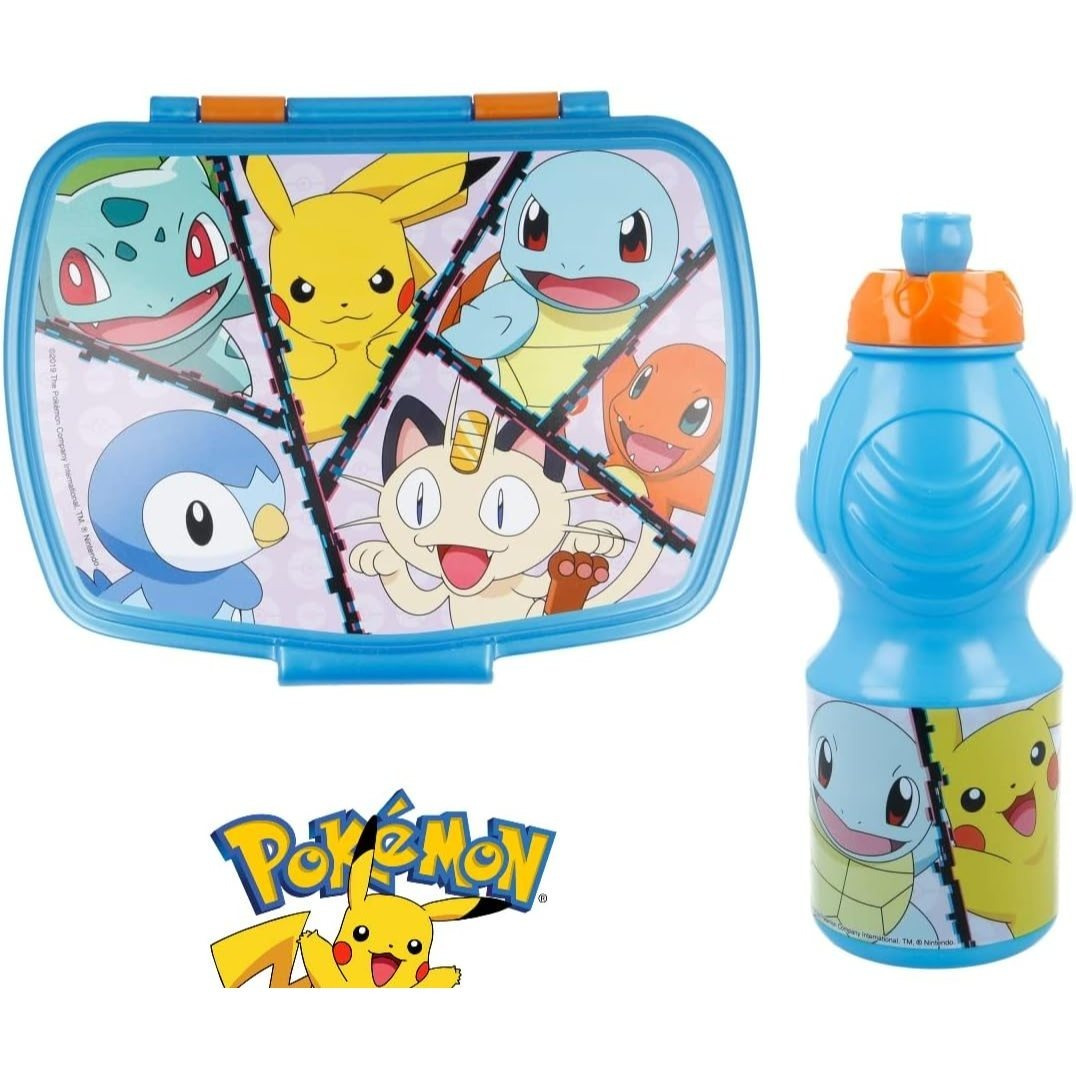 TEMU POKEMON - School Lunch Set 2 stuks, Plastic Etui en Waterfles voor Kinderen