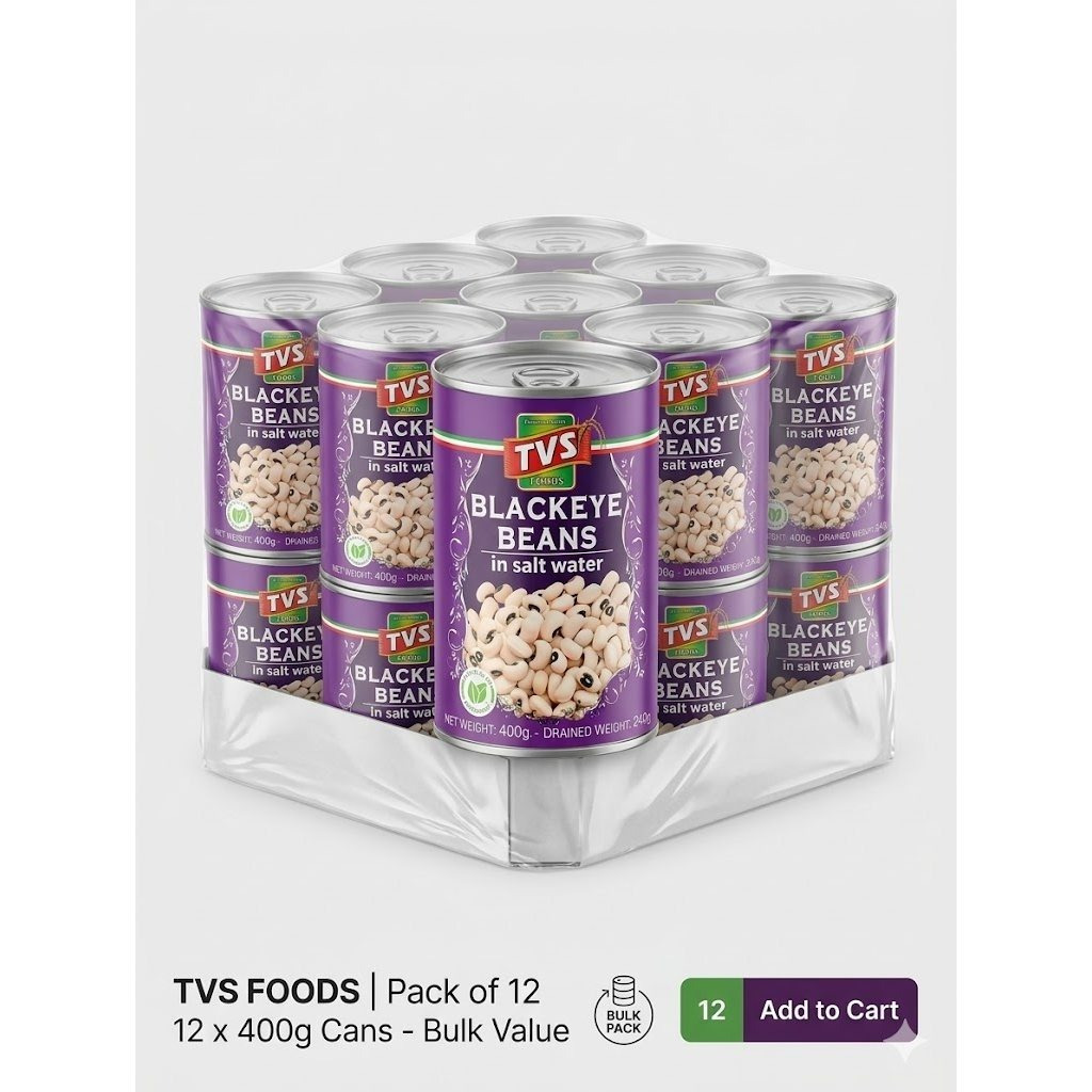 TEMU Tvs Foods Blackeye Beans In Salt Water | 400g Cans (pack Of 12) | Bulk Pantry Staple | High Protein, Vegan & Gluten-free | Ready To Eat Black