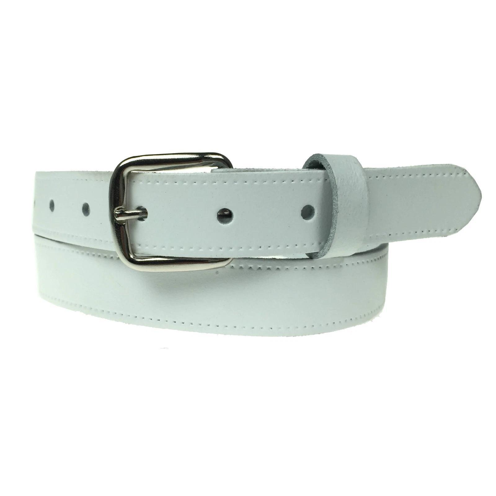 Genuine Leather Jeans Belt for Men and Women, Silver Buckle