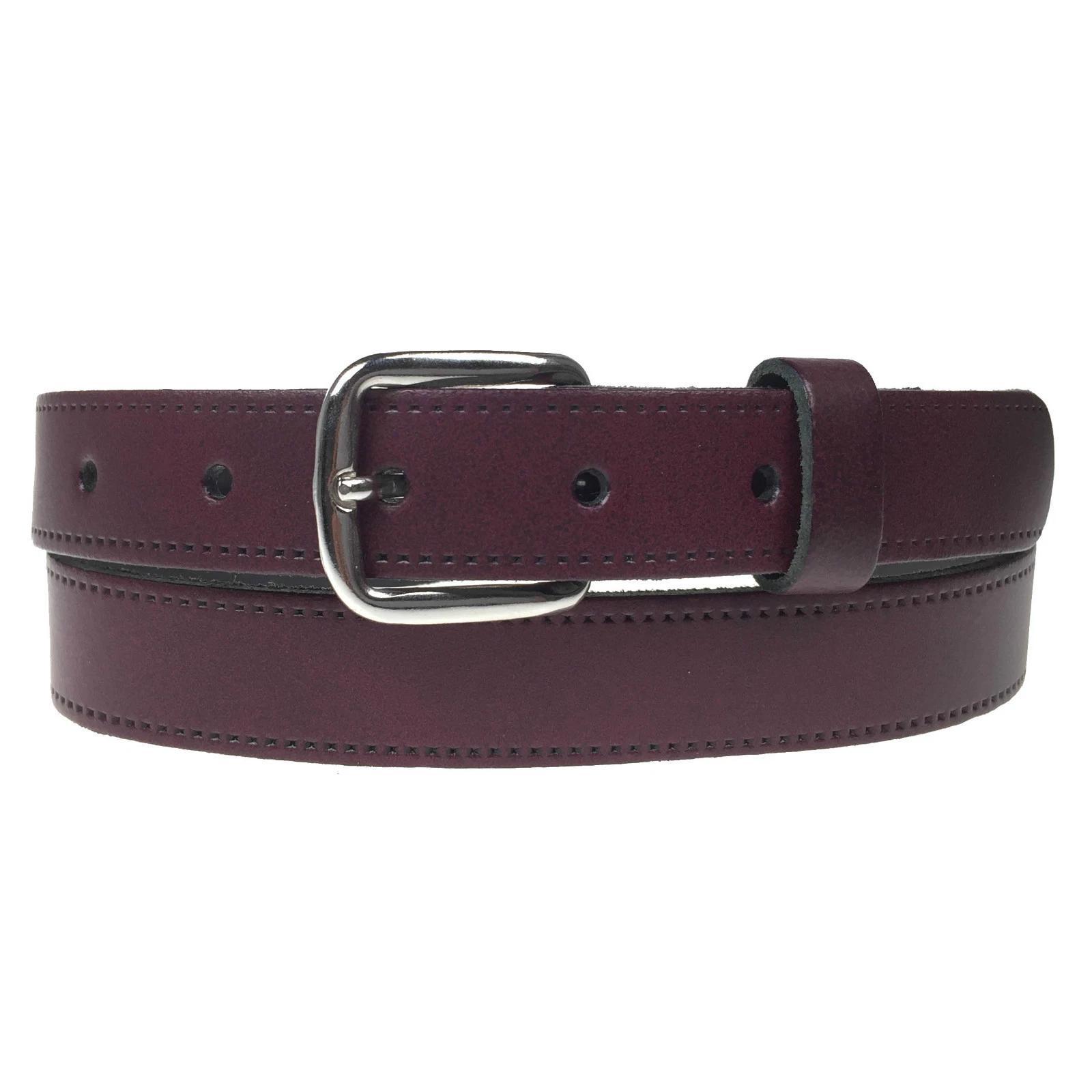 Genuine Leather Jeans Belt for Men and Women, Silver Buckle