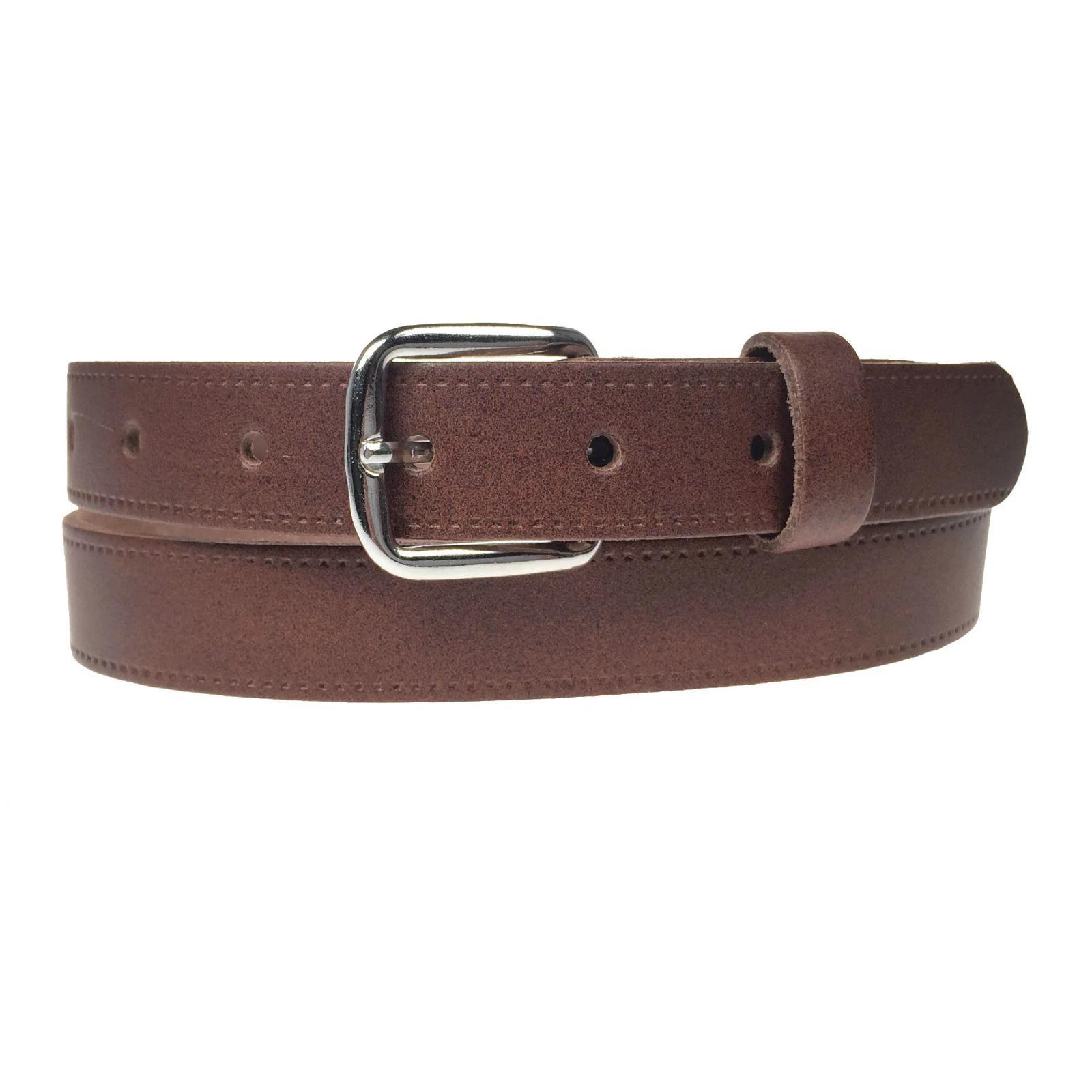 Genuine Leather Jeans Belt for Men and Women, Silver Buckle