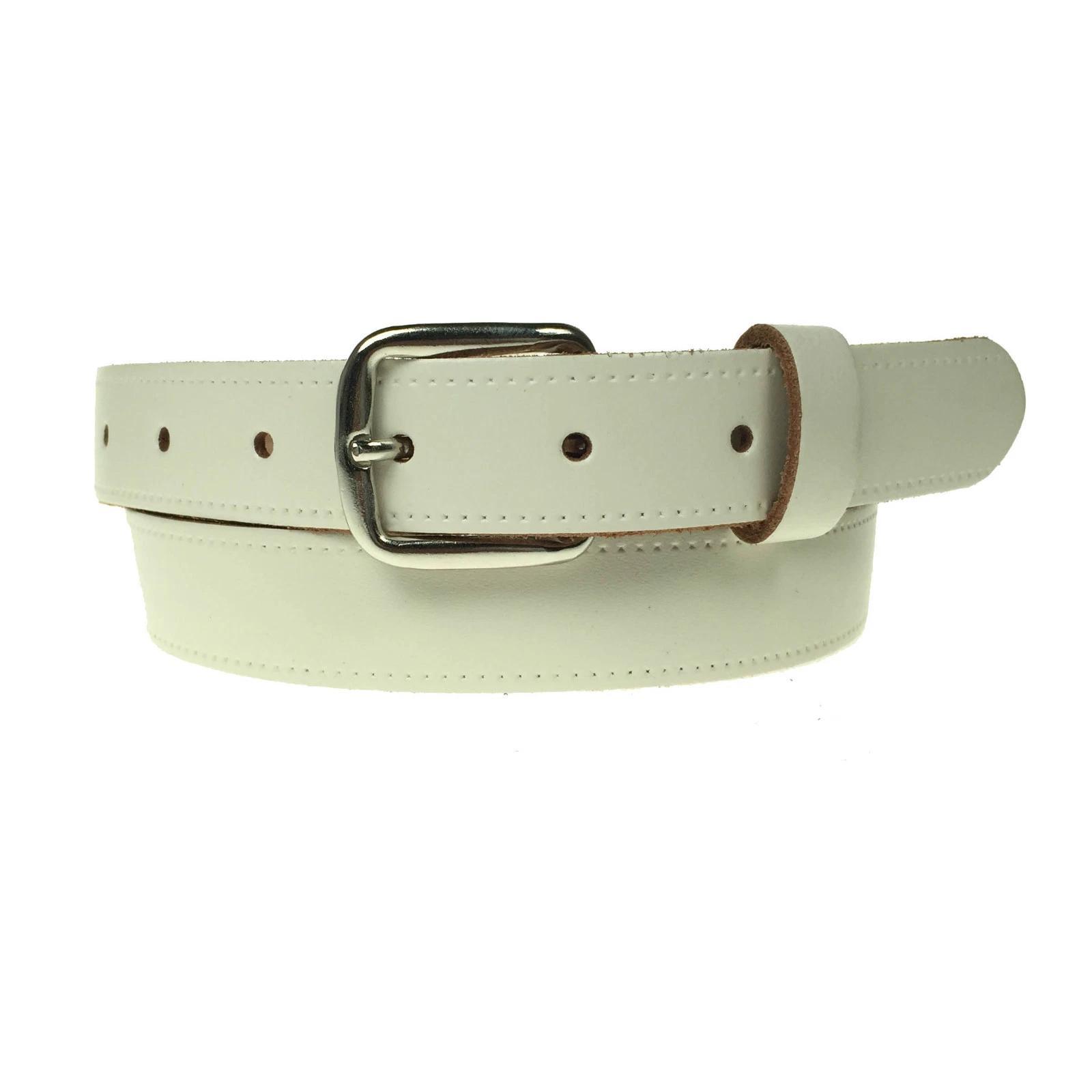 Genuine Leather Jeans Belt for Men and Women, Silver Buckle