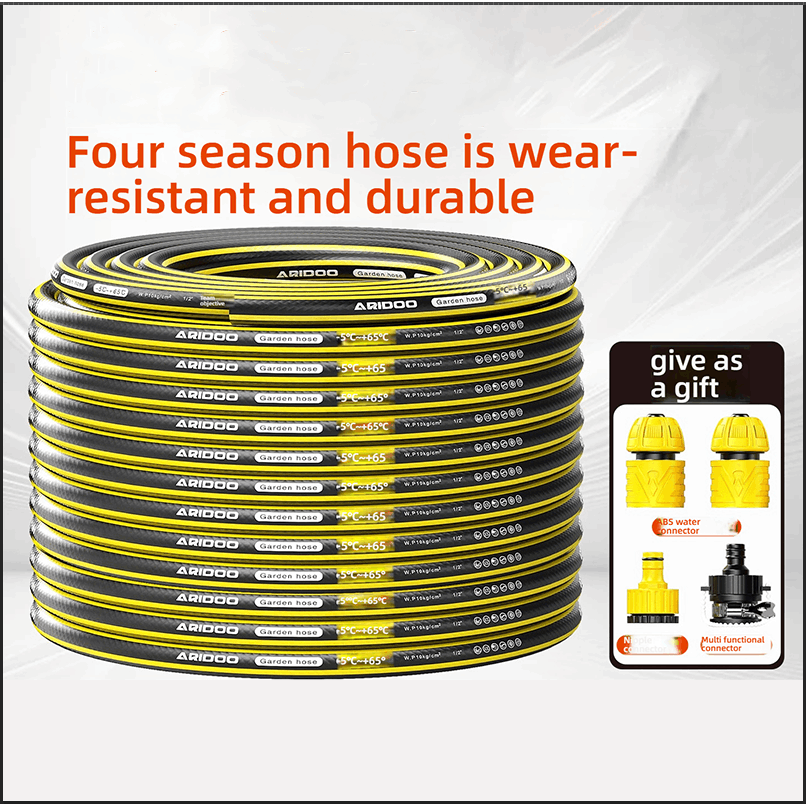 TEMU 50ft (15m) Garden Hose Pipe 1/2 Inch, Heavy Duty Flexible Water Hose Set With 4pcs Connectors (abs Fittings, Tap Adapters), Anti-kink Leakproof