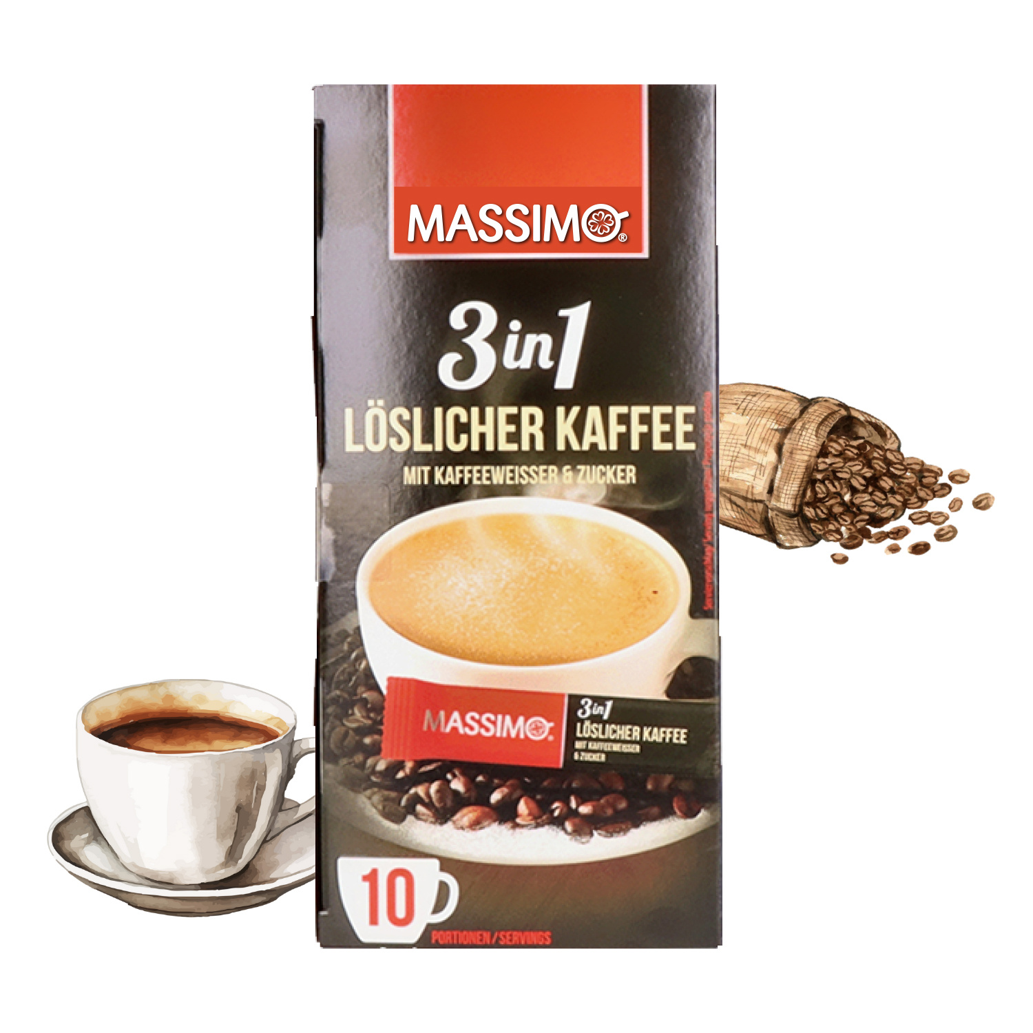 Maximum 3in1 - Soluble Coffee With Coffee Whitener And Sugar, Instant Coffee In Sachets With 8% Soluble Bean Coffee, Bulk Pack