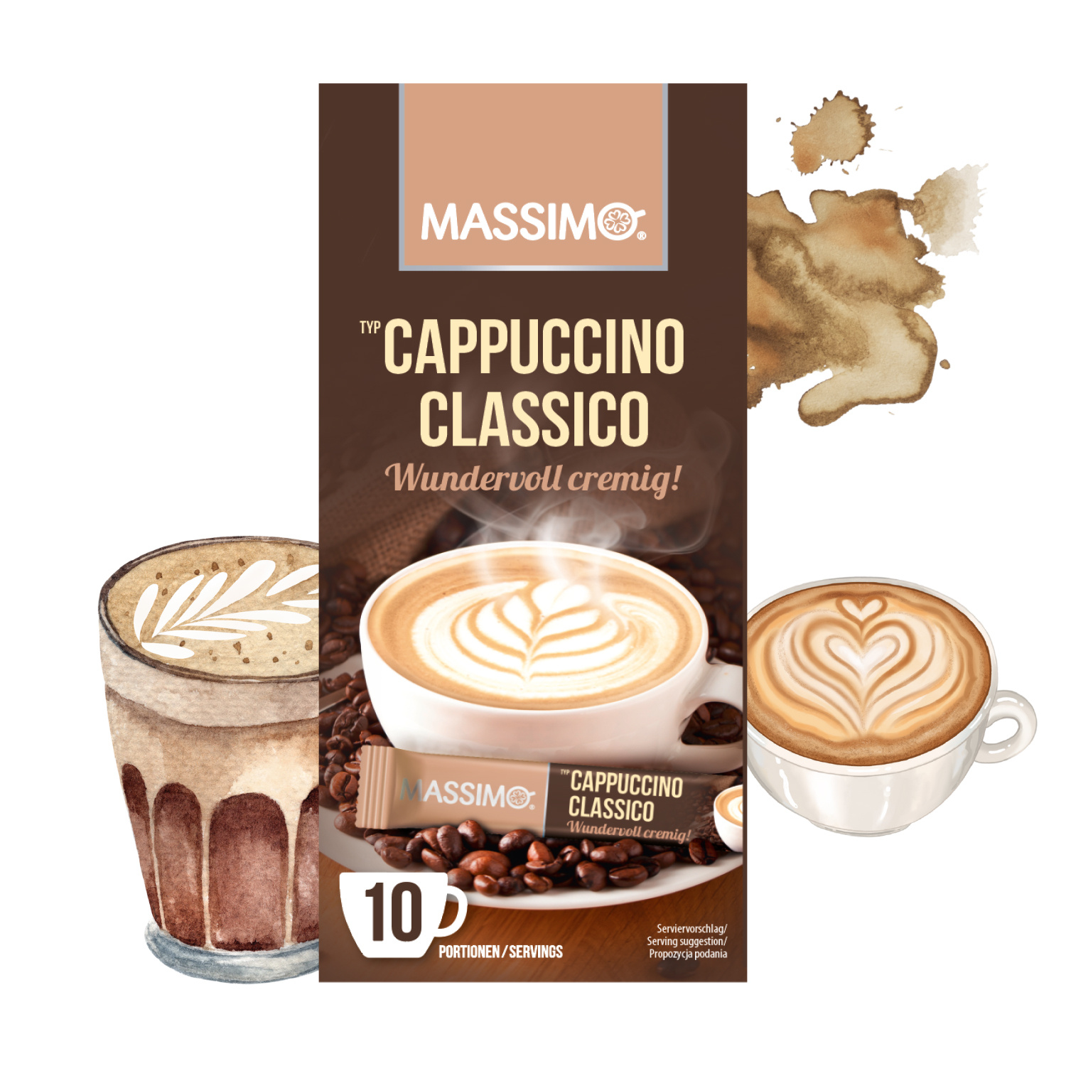 Maximum Cappuccino Classico - Soluble Coffee Beans With Cocoa Powder, Instant Cappuccino, Quick Preparation