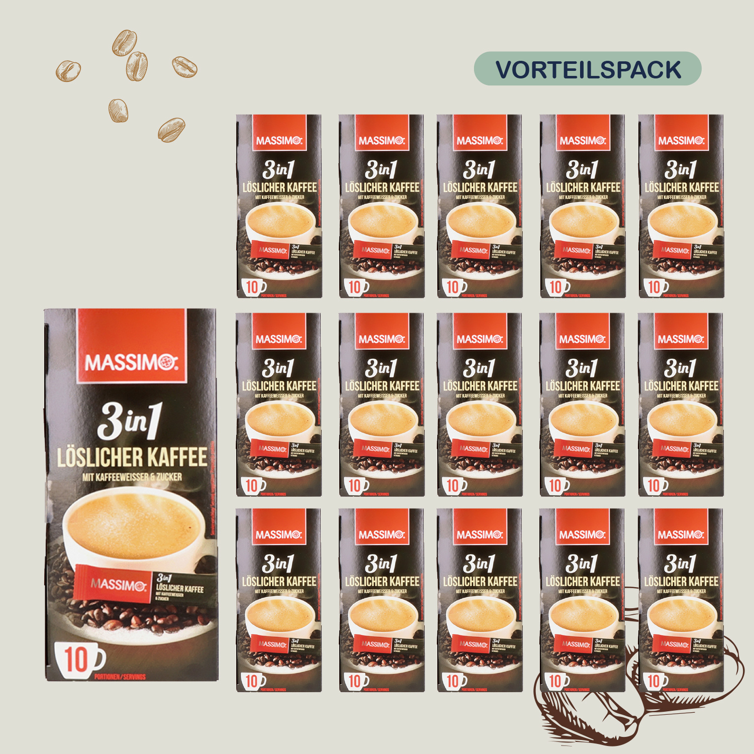 Image of Maximum 3in1 Soluble Coffee With Coffee Whitener And Sugar 180g Instant Coffee In Sachets With 8% Soluble Bean Coffee